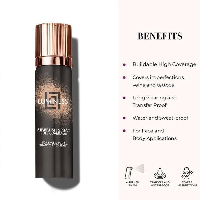 NWT Luminess AirbrushSprayFullCoverageFoundation with BuffingBrush-MediumWarm050