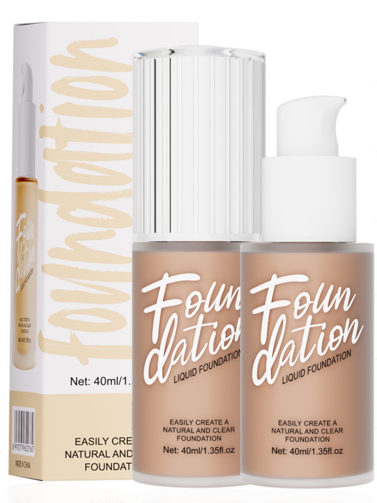 Women Full Coverage Liquid Foundation Non-caking 40ml Covering Flaws Hydrating