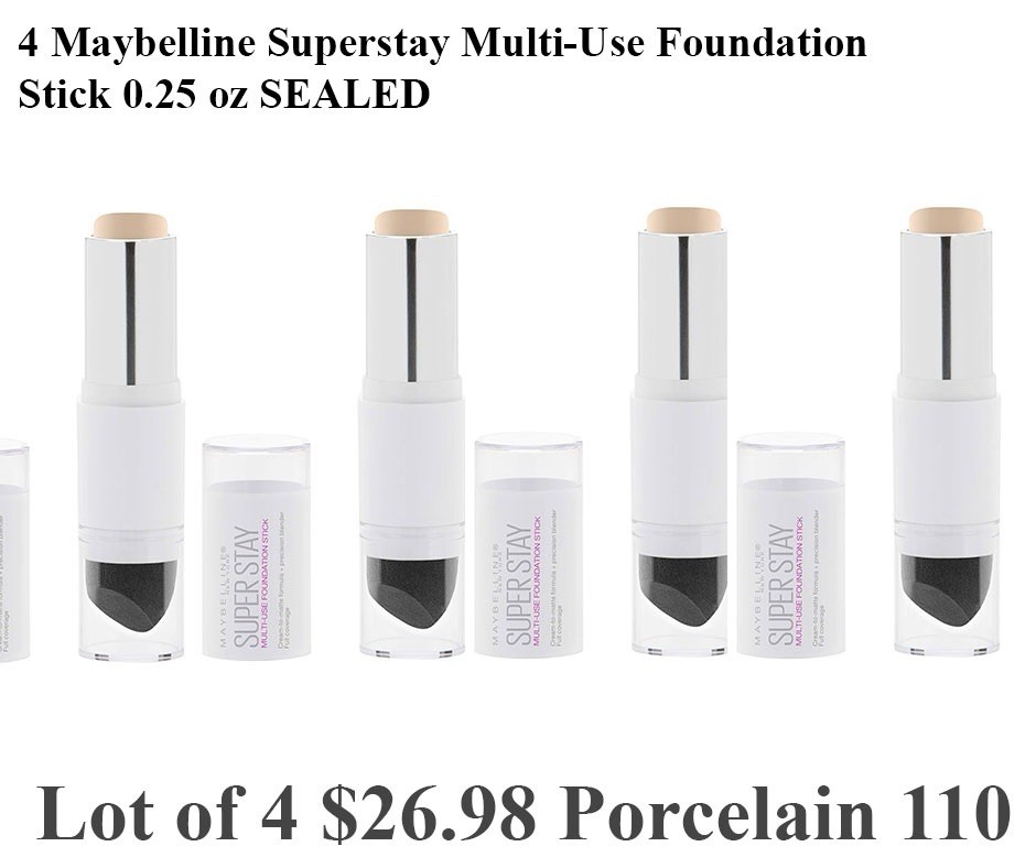 4 Maybelline Superstay Multi-Use Foundation Stick 0.25oz PORCELAIN 110 SEALED –