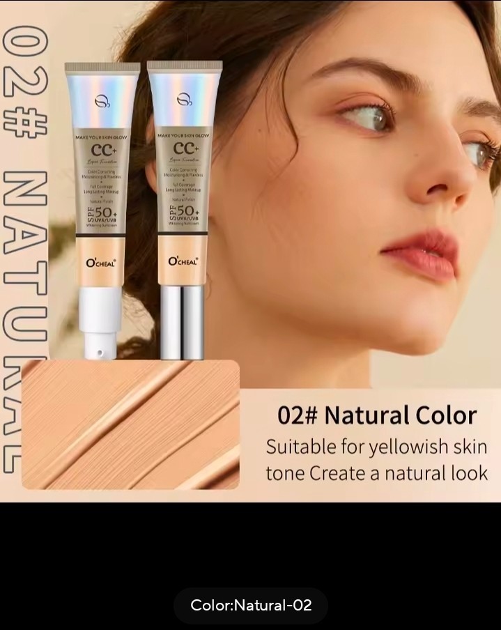 O’CHEAL CC+ Cream Liquid Foundation SPF 50+ Full Coverage Color Correcting 30ml