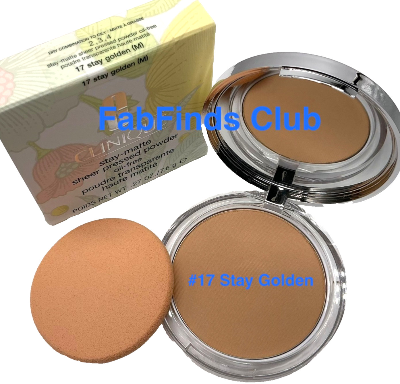 Clinique Stay Matte Sheer Pressed Powder #17 Stay Golden Oil Free New In Box