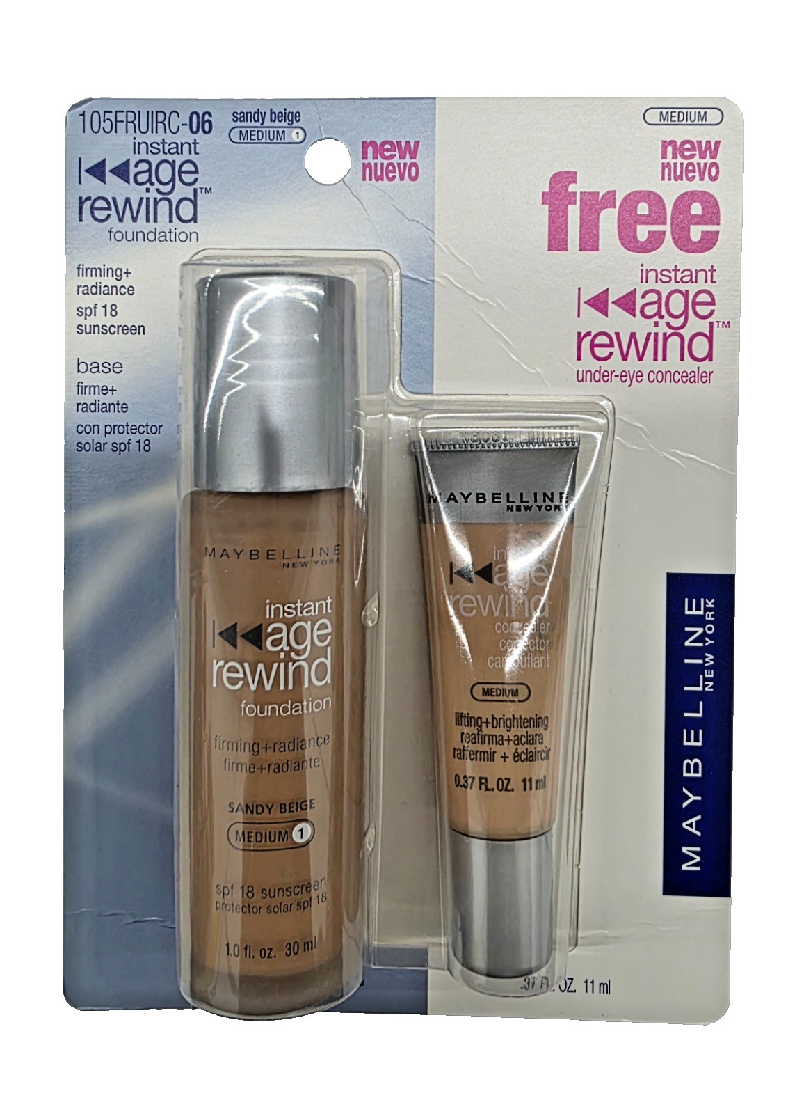 MAYBELLINE Instant Age Rewind Foundation/CONCEALER -SANDY BEIGE MEDIUM 1 /MEDIUM