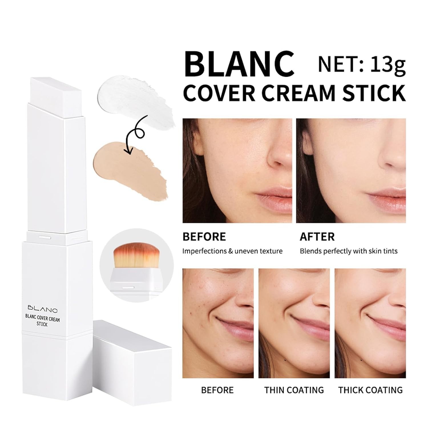 Effortless Beauty – Color-Changing Foundation Stick with Pore-Blurring Effect