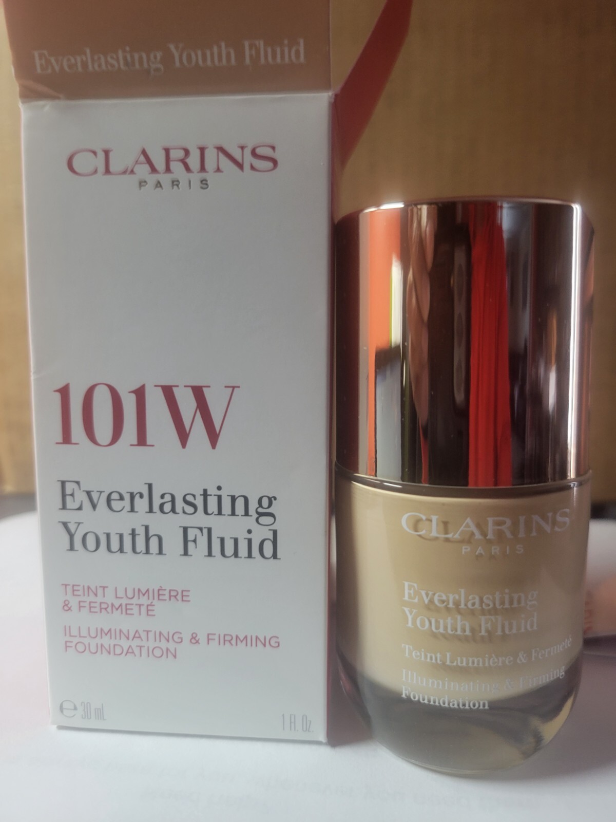 Clarins Everlasting Youth Fluid Foundation 101W 1oz / 30ml NIB