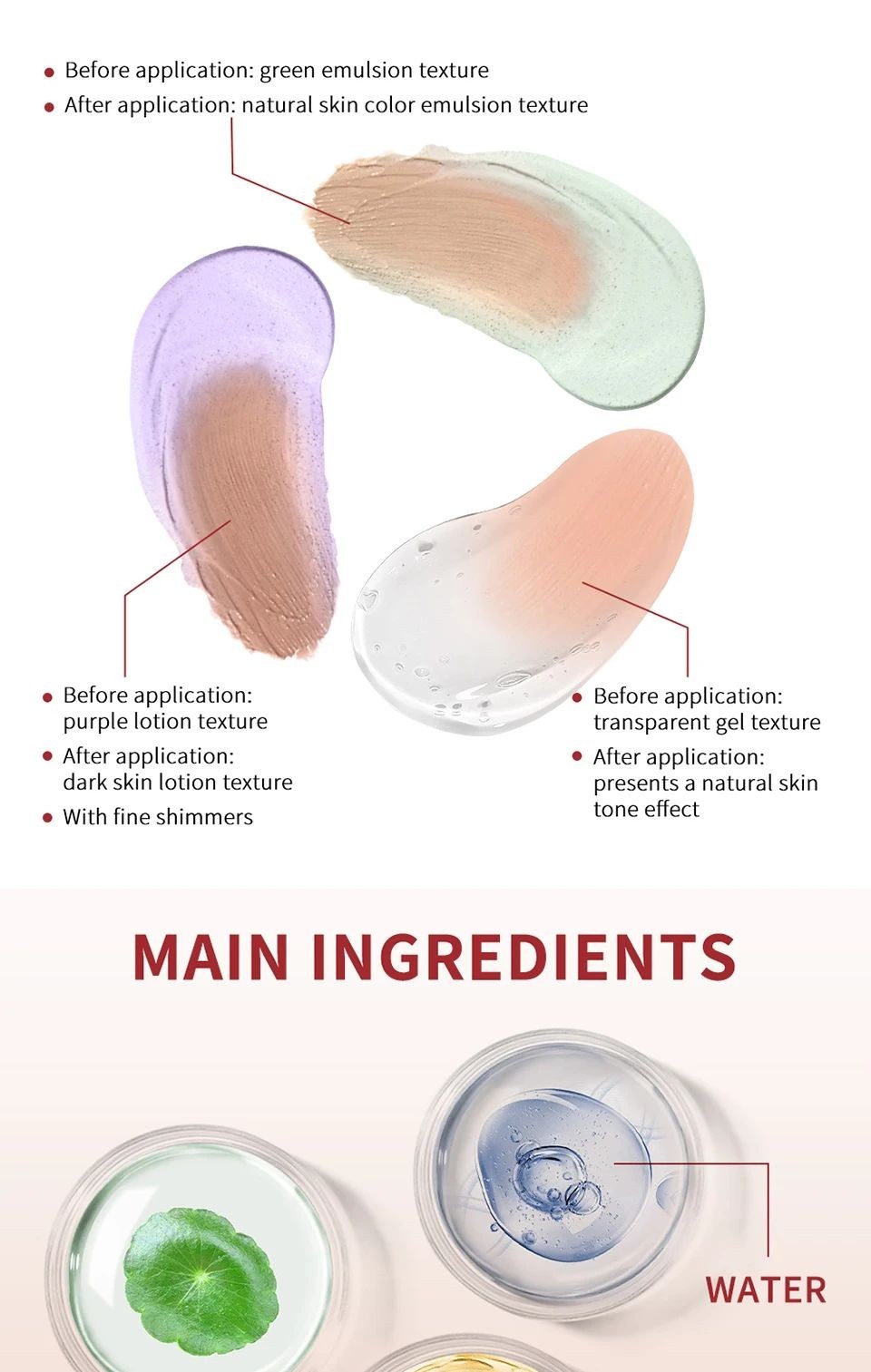 CC Cream Color Changing Liquid Foundation Centella Korean for Face Base Makeup