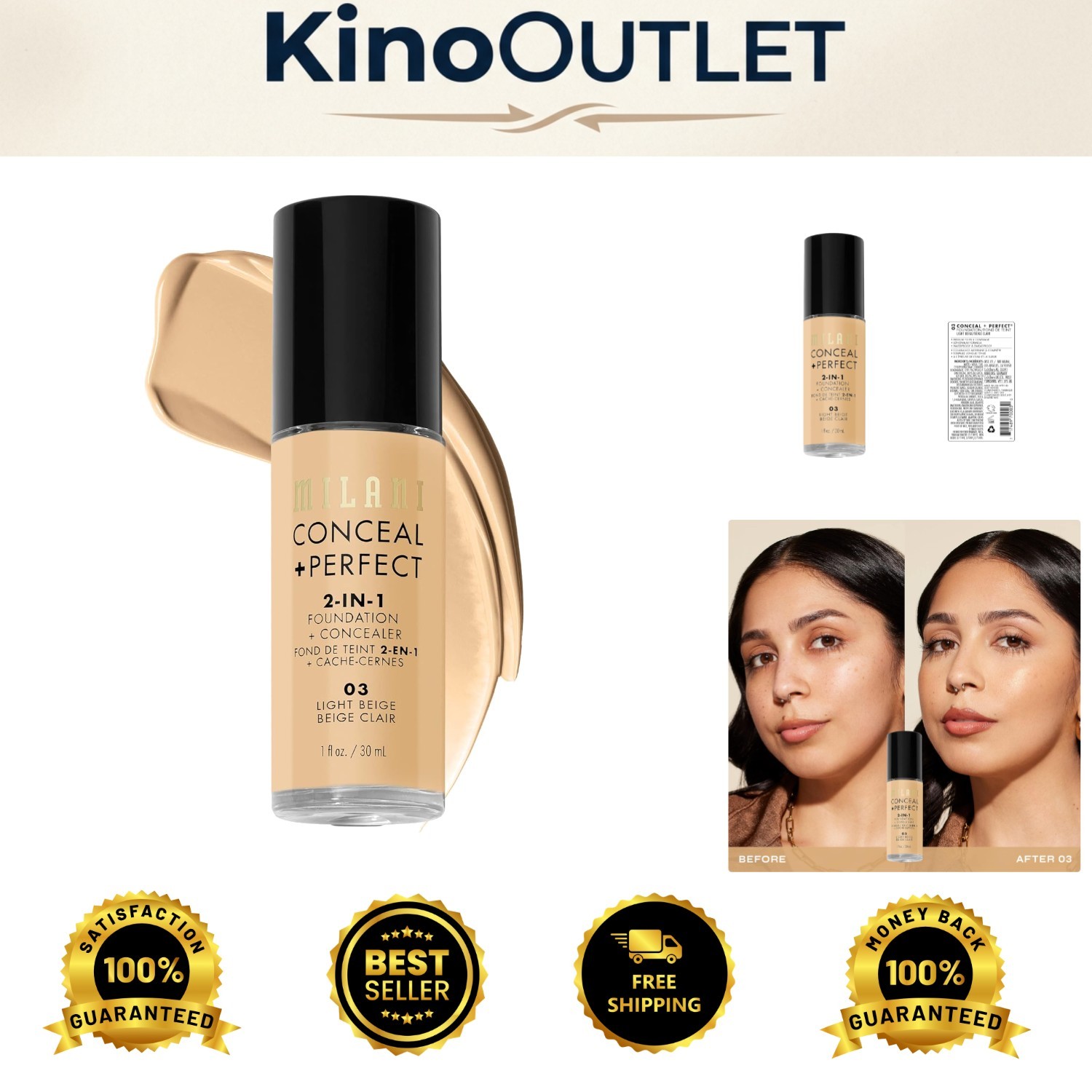 1 Fl. Oz. Cruelty-Free Conceal + Perfect Liquid Foundation – Satin Matte Finish