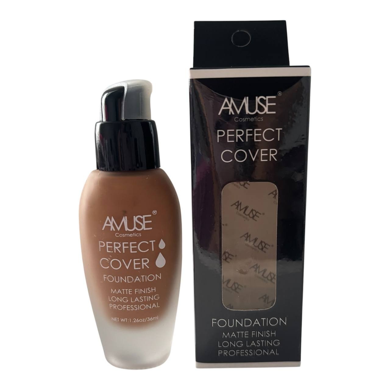 Amuse Cosmetics Perfect Cover Foundation Matte Finish Long Lasting 1.26 oz/ 36ml