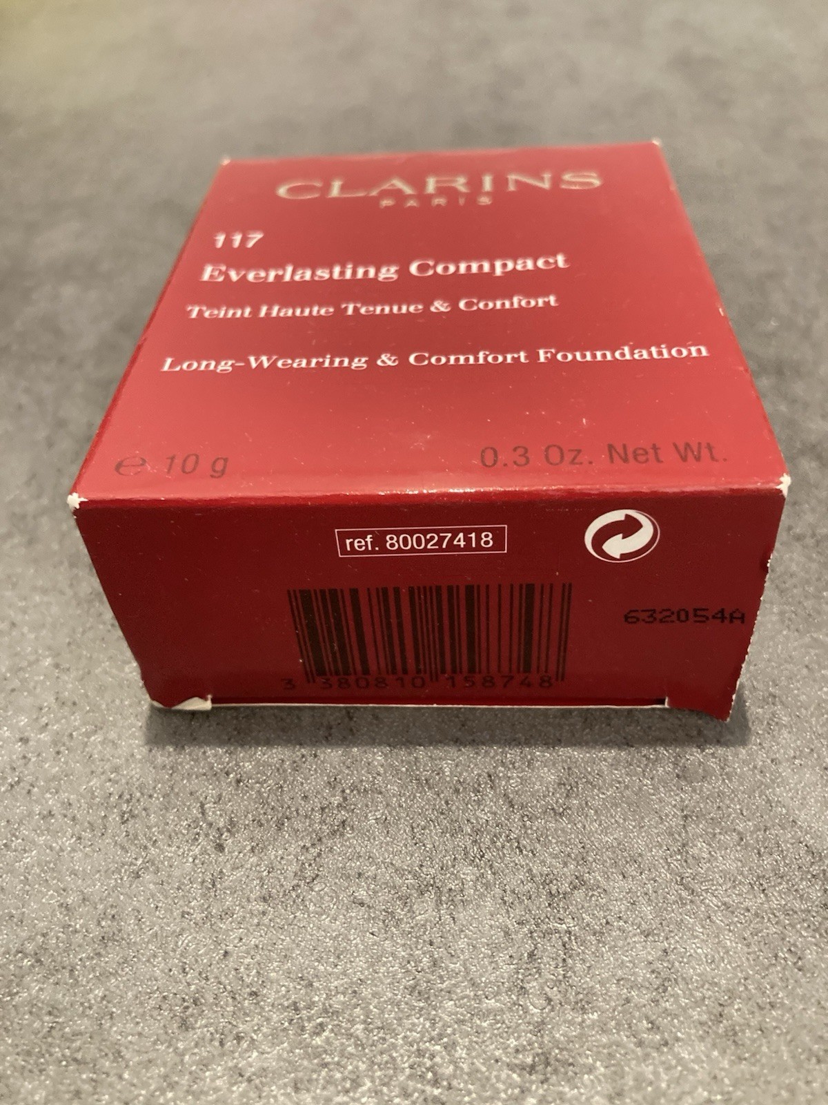 Clarins Everlasting Compact Long Wearing & Comfort Foundation #117 Hazelnut NIB