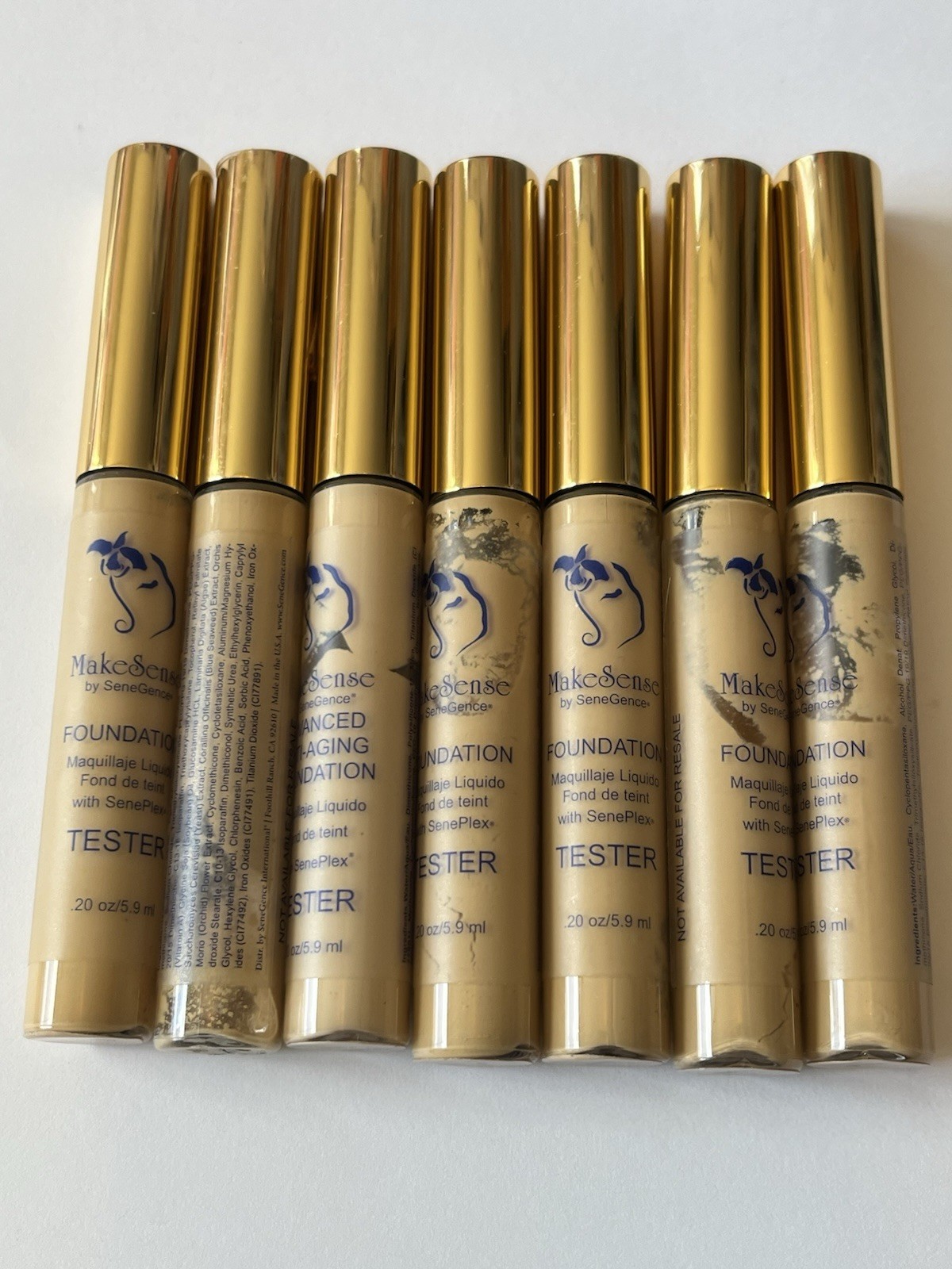 Lot of 7 MakeSense Foundation in shade Porcelain Makeup Face Sealed Tester .20oz