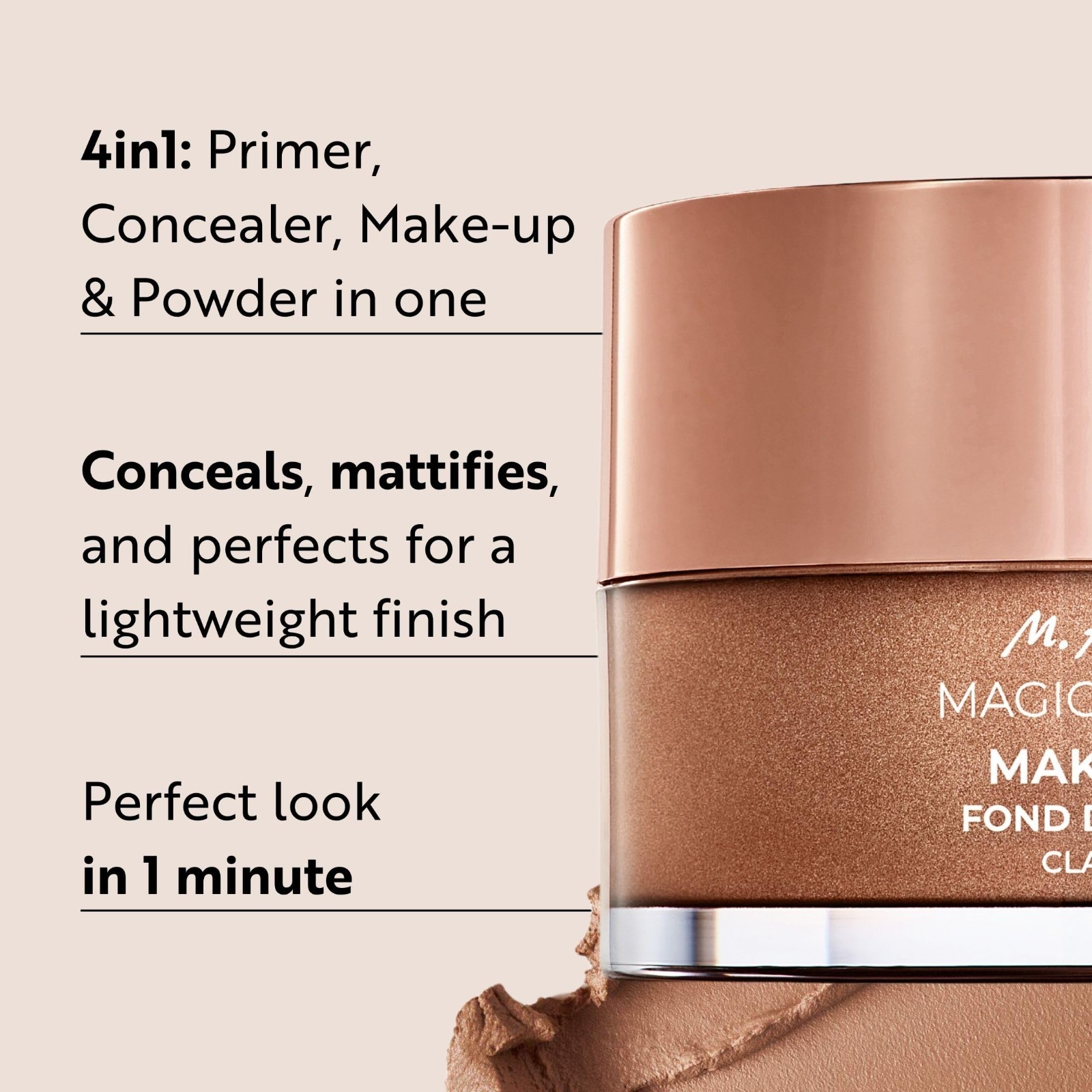 4-in-1 Makeup Mousse – Primer, Foundation, Concealer & Powder, Buildable Coverag