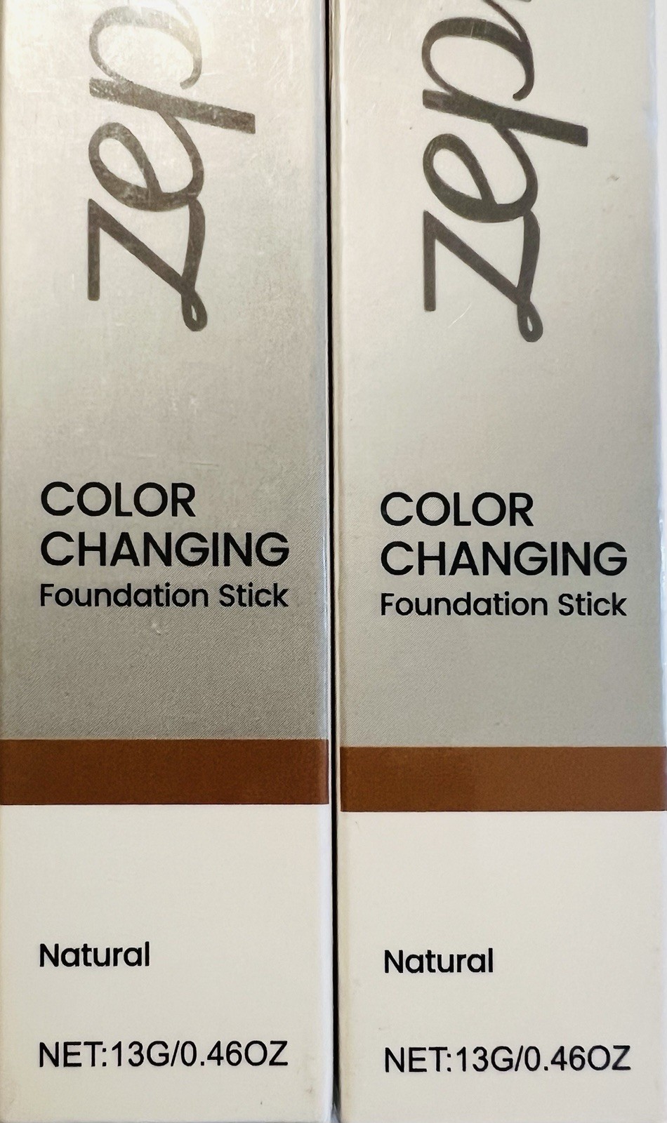 Zephoco Color-Changing Foundation Stick -NATURAL- Detachable Brush 0.46 oz – 2PK