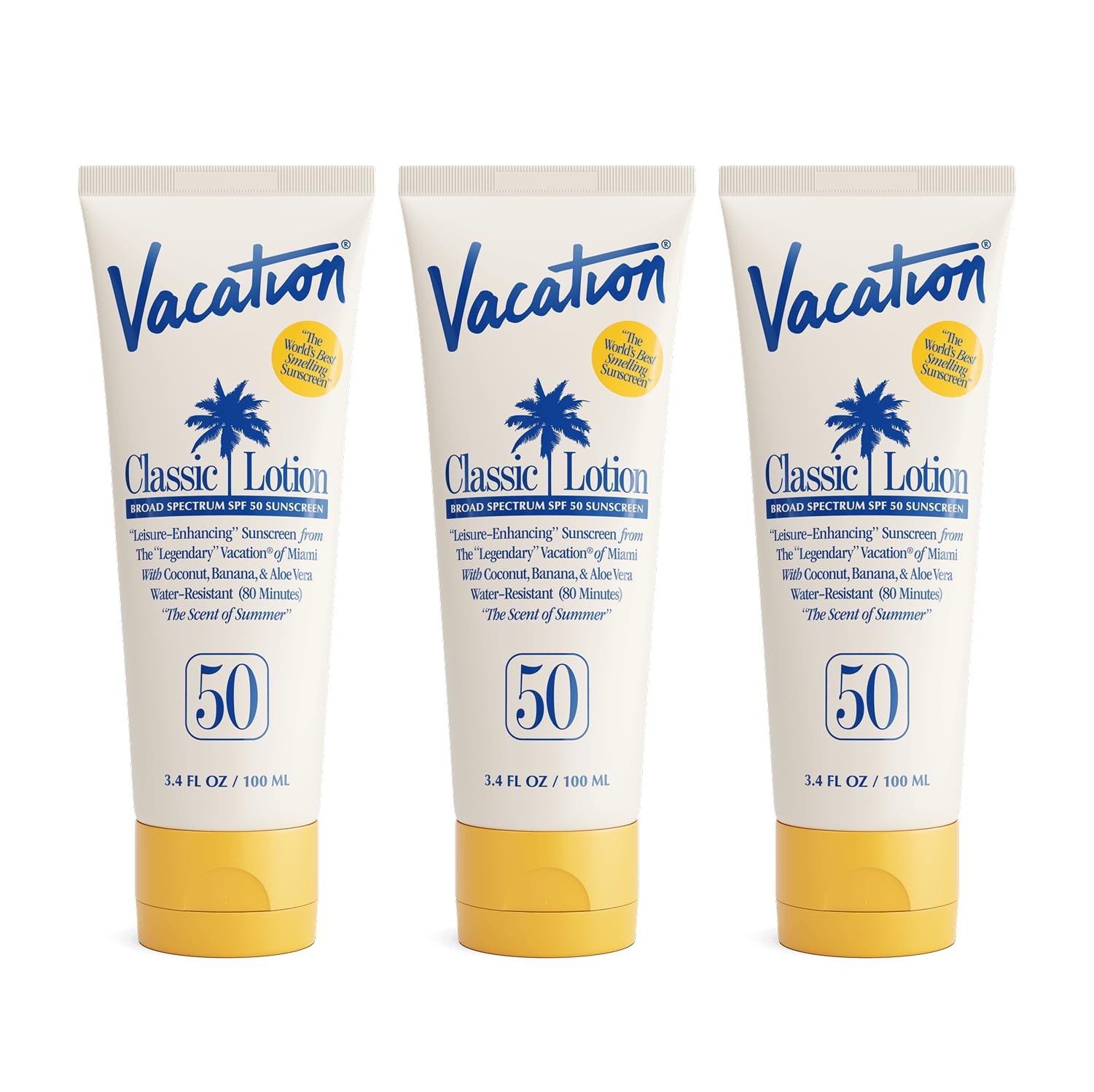 Vacation Classic SPF 50 Sunscreen Lotion, 3.4 Fl Oz (Pack of 3), 50