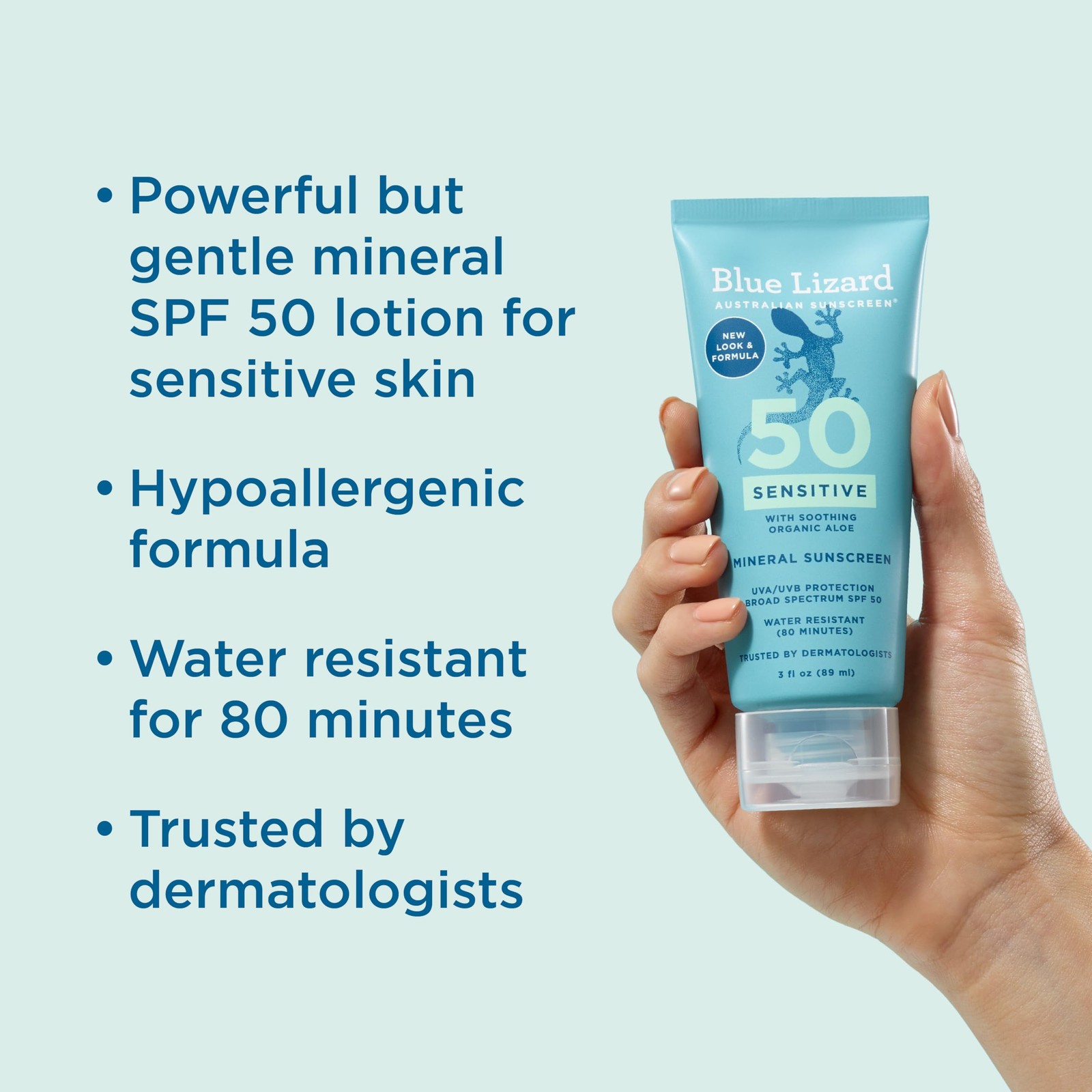 Blue Lizard SENSITIVE Mineral Sunscreen with 3 Fl Oz (Pack of 1), Sensitve