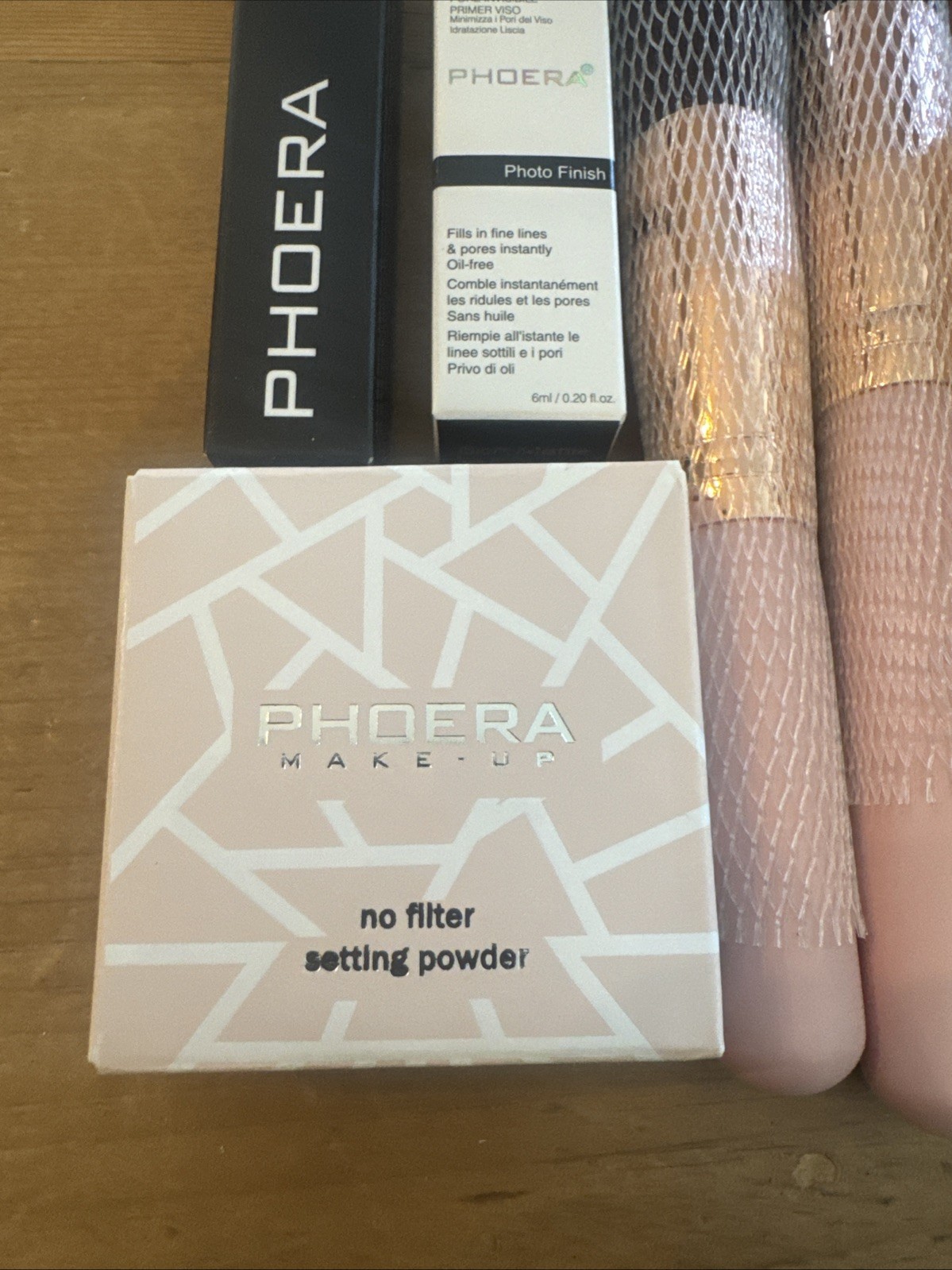 PHOERA Makeup Set 9pc Flawless Foundation, Concealer Primer Brushes 111 Chestnut