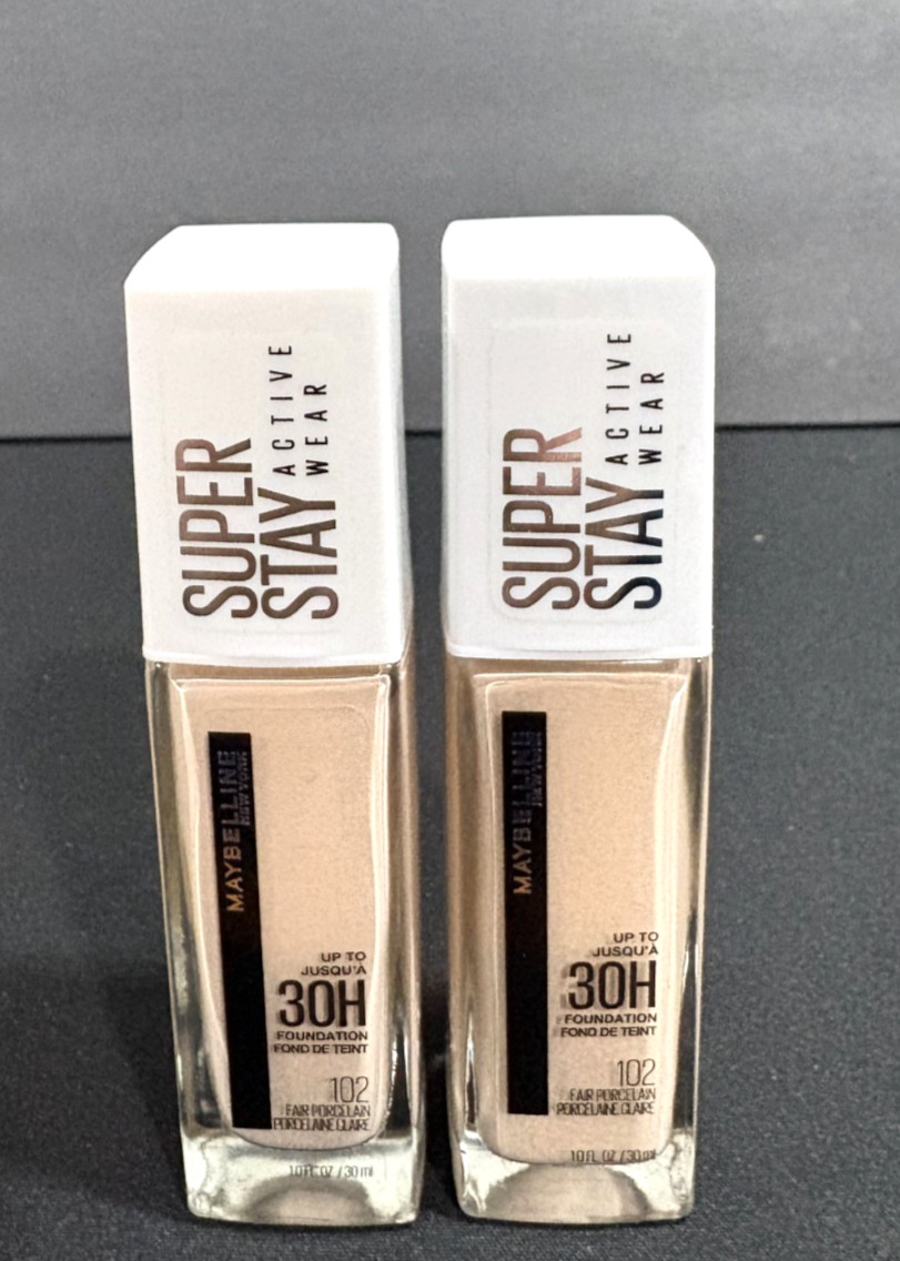2 of Pack Maybelline SuperStay Foundation Full Coverage 30 HR 102 Fair Porcelain
