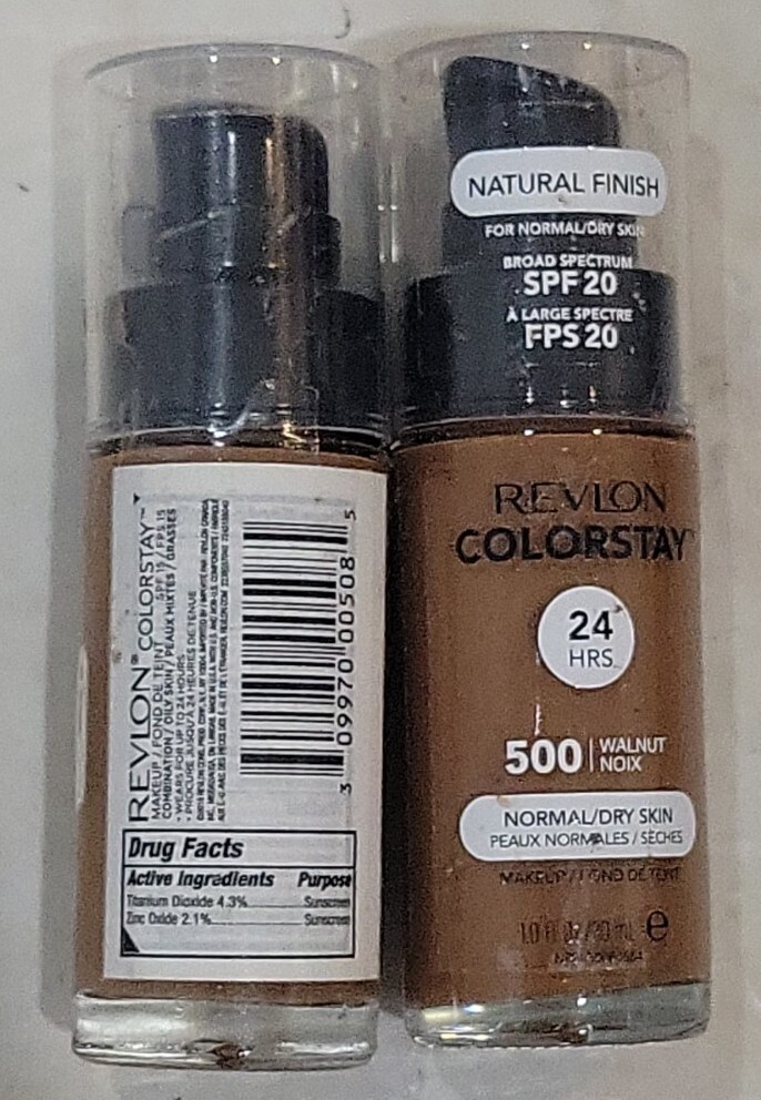 2 Revlon ColorStay Makeup Foundation Normal/Dry combination/oily #500 WALNUT.