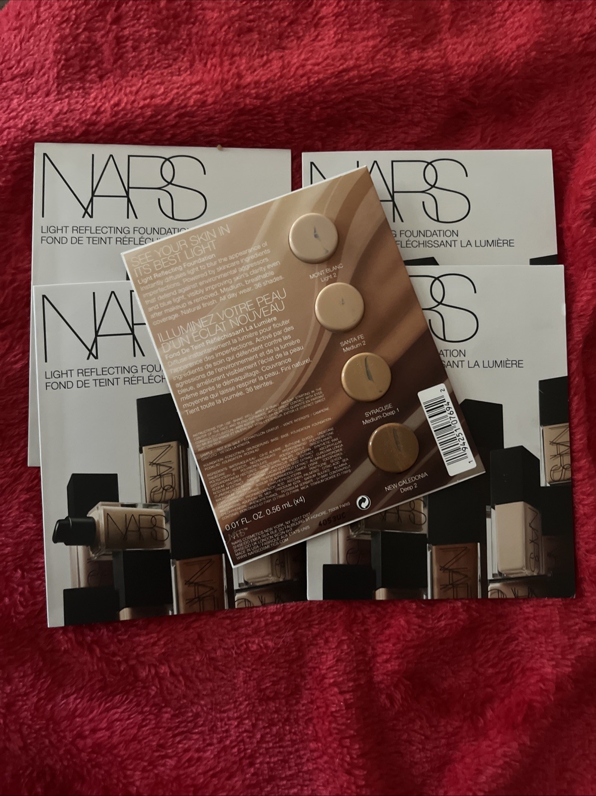 🔥5x NARS LIGHT REFLECTING FOUNDATION 4-Shades Single Use Sampler Card – Sealed