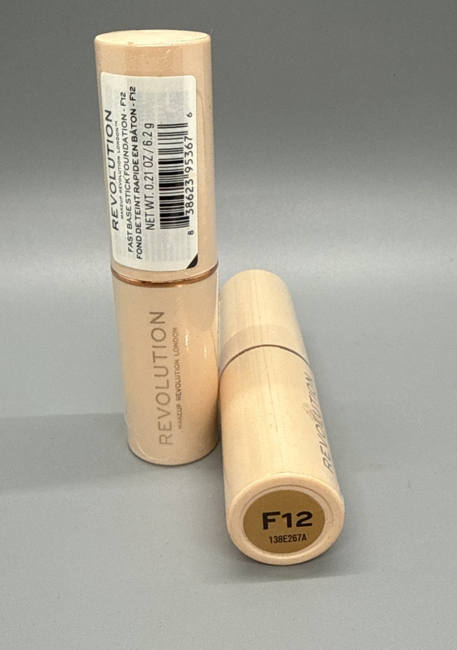 Makeup Revolution Beauty Fast Base Stick Foundation 2-Pack Sealed Shade F12