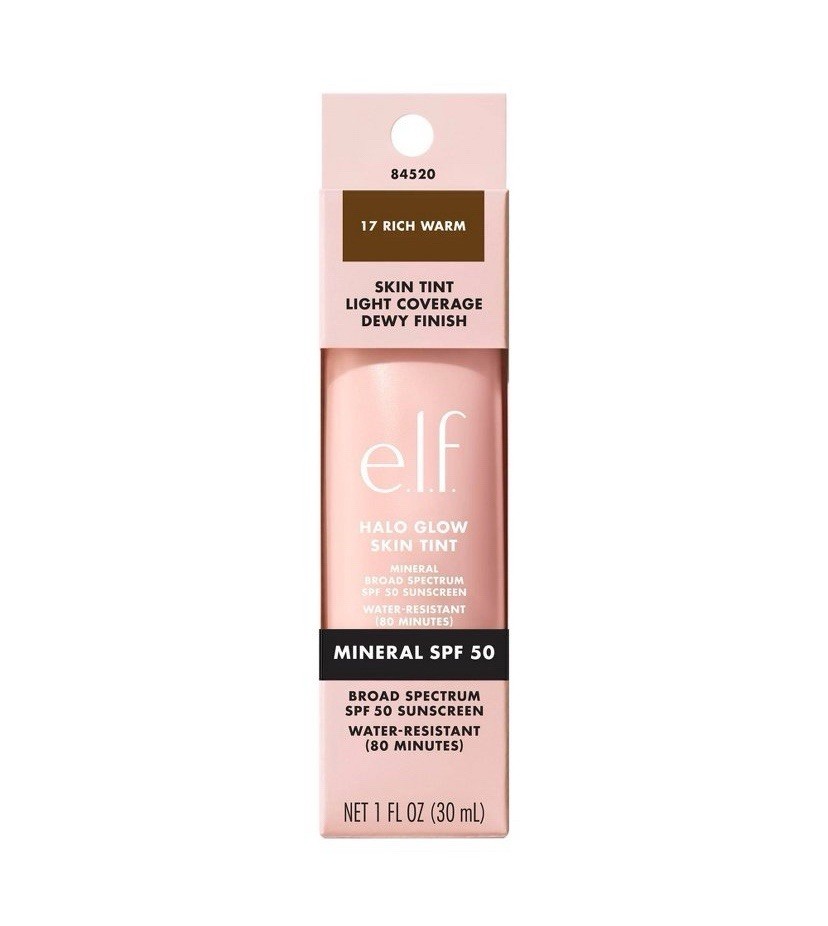 e.l.f. Cosmetics Halo Glow Skin Tint Mineral SPF 50 – 17 Rich Warm 30ml/1 fl oz