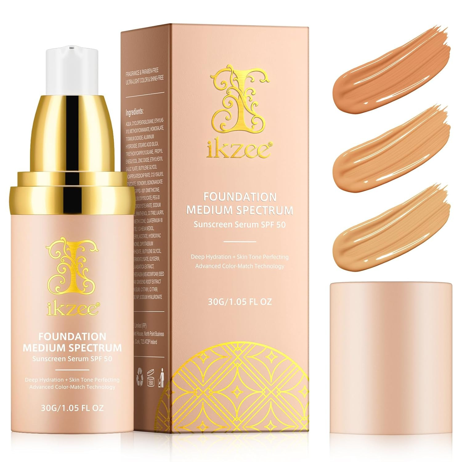 Foundation 4 in 1 – SPF 50 Sunscreen Serum Medium Coverage Concealers Waterproof