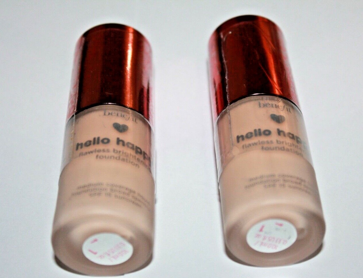 Benefit Hello Happy Flawless Brightening Foundation #1 Fair Cool Lot Of 2 Sealed