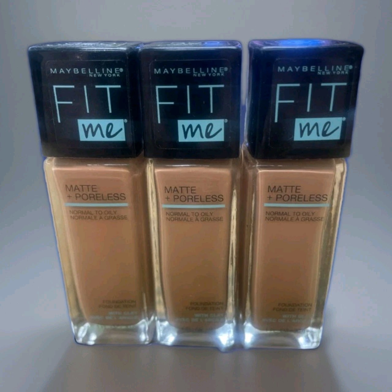 Maybelline Fit Me! Matte+Poreless Foundation 320 Natural Tan (Lot of 3 Bottles)