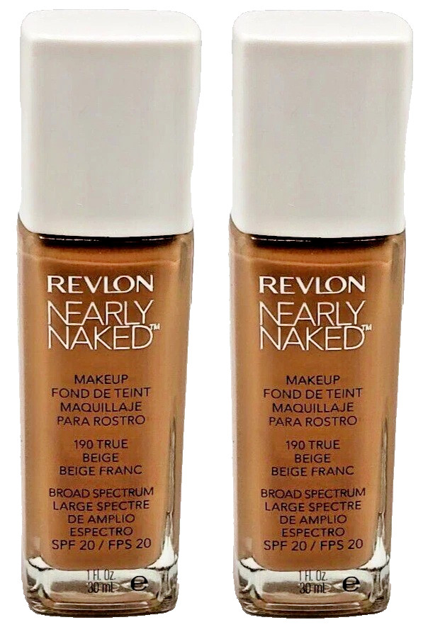 2 PACK Revlon Nearly Naked BROAD SPECTRUM Makeup- 190 TRUE BEIGE