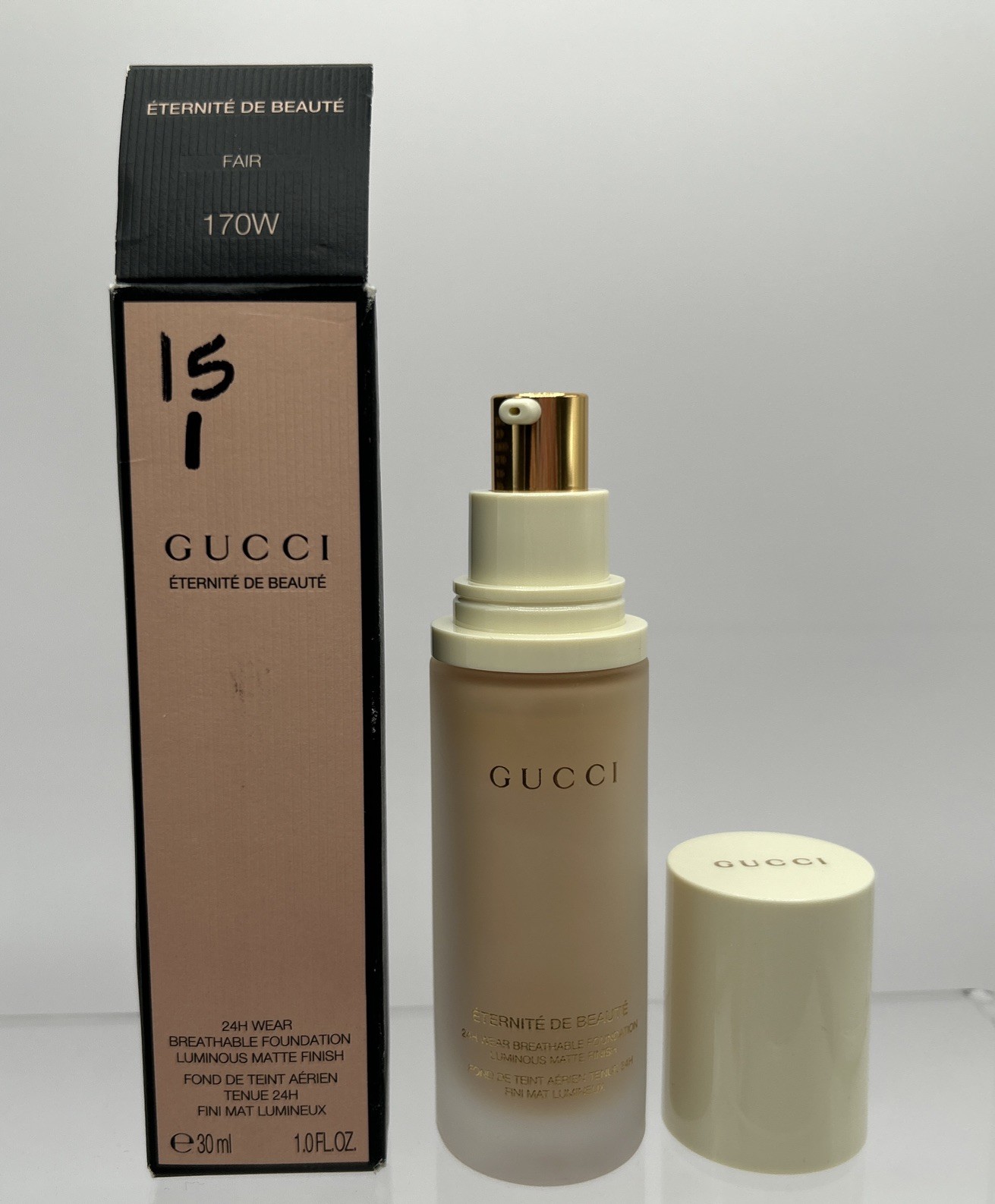 Gucci Foundation 24 Hour Full Coverage Luminous Matte Finish Fair 170W NIB 1 oz