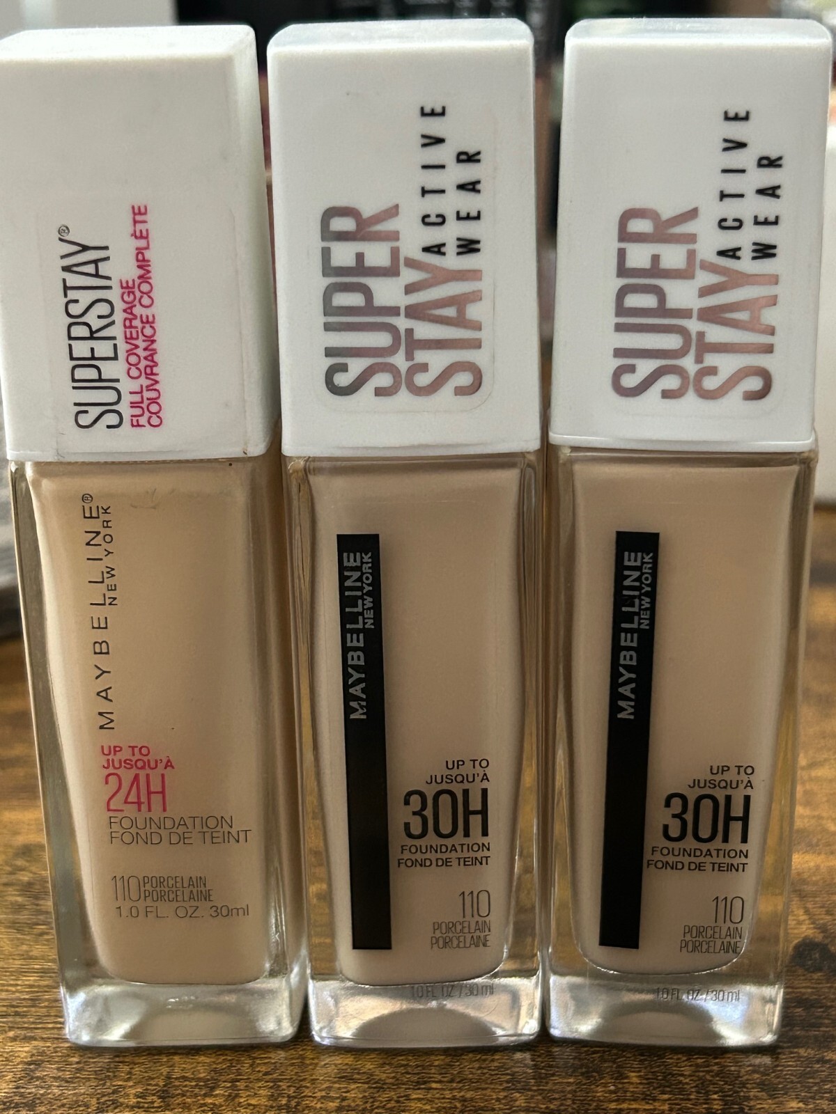 3x Maybelline SuperStay 30hr/24hr Active Wear Foundation 110 Porcelain