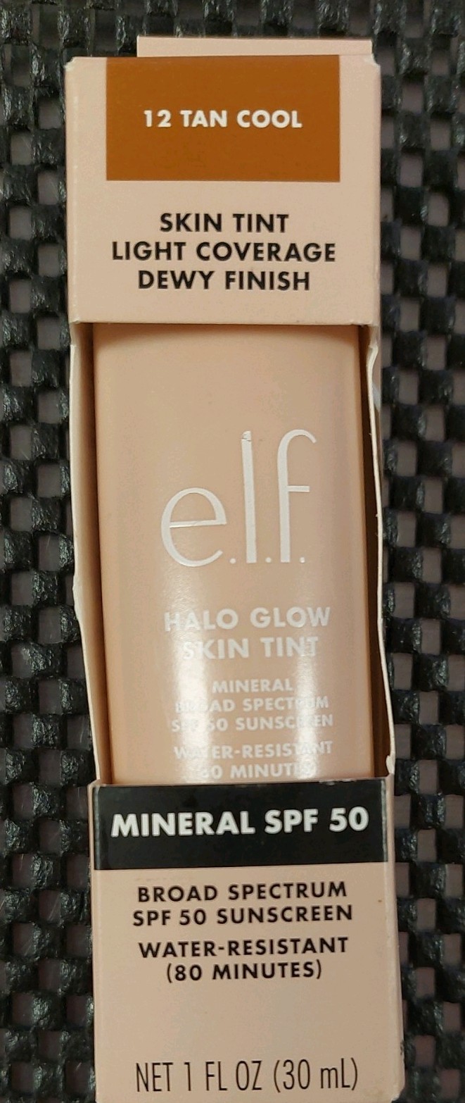 e.l.f. Halo Glow Skin Tint SPF 50 Tan Cool 12 Dewy Mineral Sunscreen 1oz New