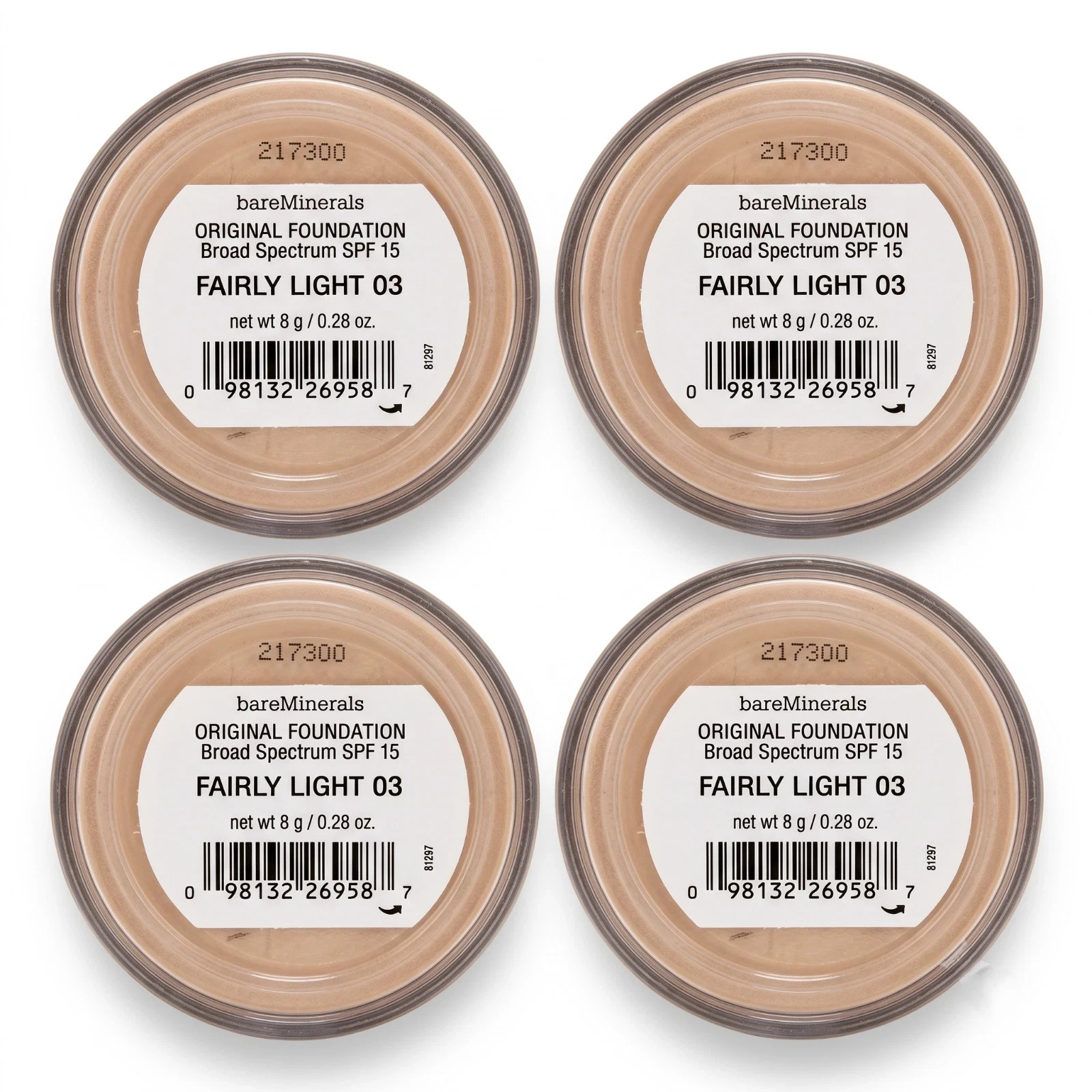 4 Pack bareMinerals Original Loose Powder Foundation SPF 15 Fairly Light 03 NEW
