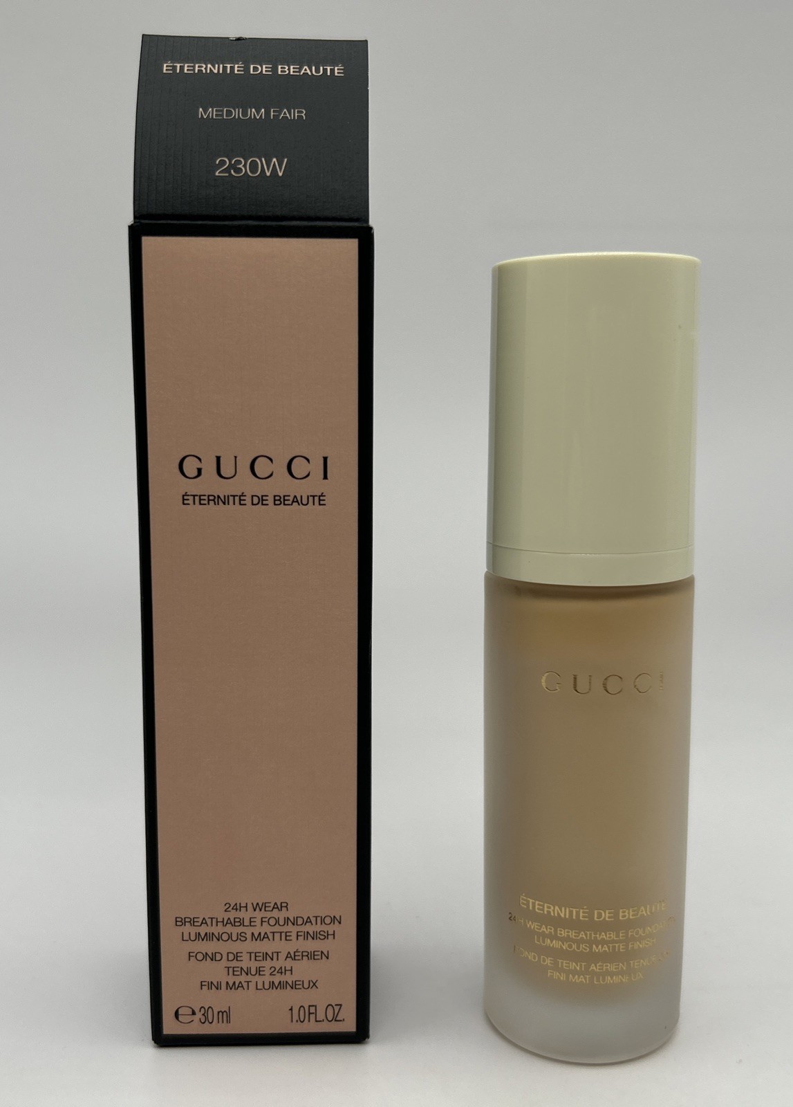 Gucci Foundation 24 Hour Full Coverage Luminous Matte Medium Fair 230W NIB 1 oz