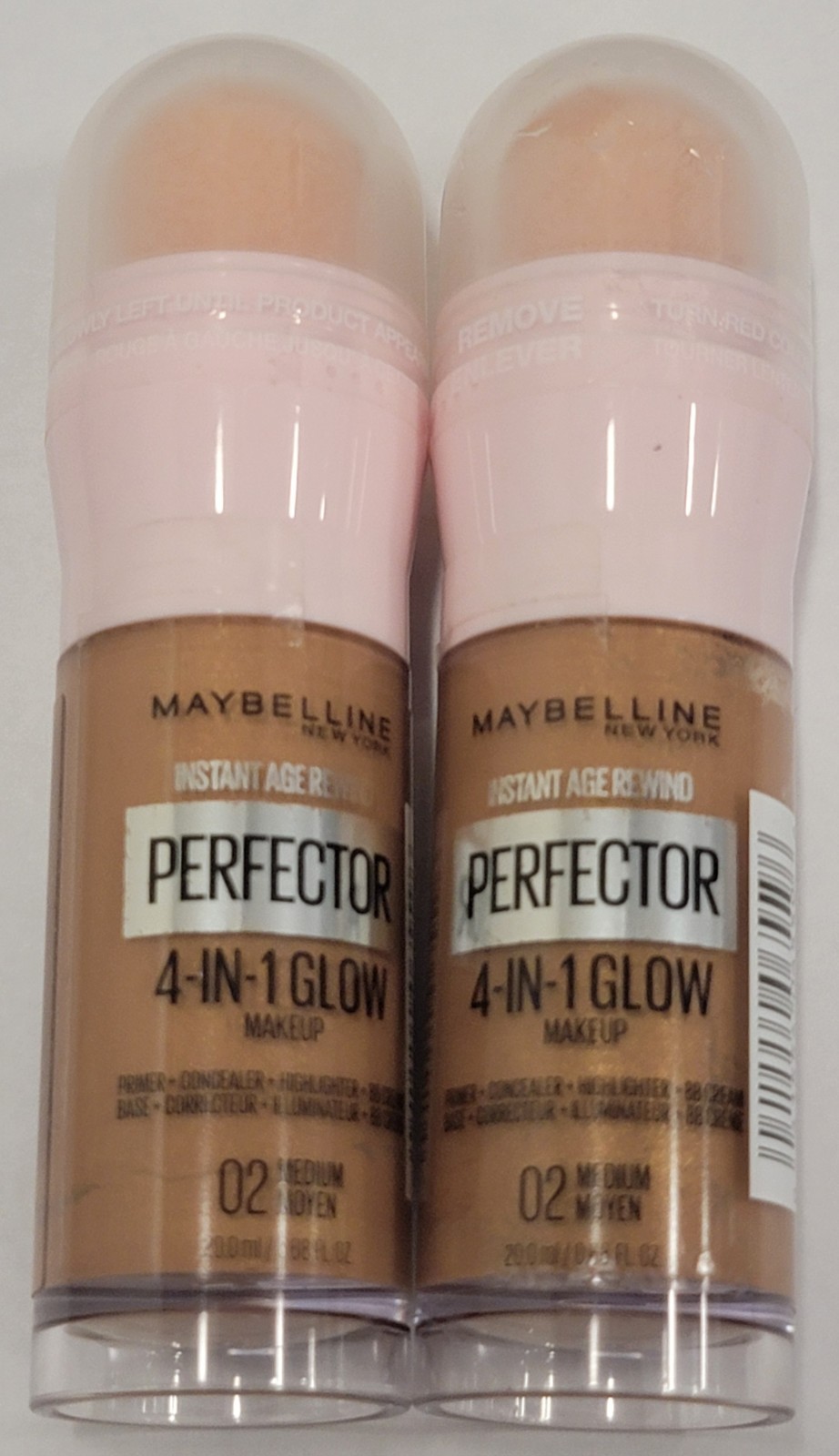 Maybelline Instant Age Rewind Perfector 4 in 1 Glow Makeup 02 Medium LOT OF 2