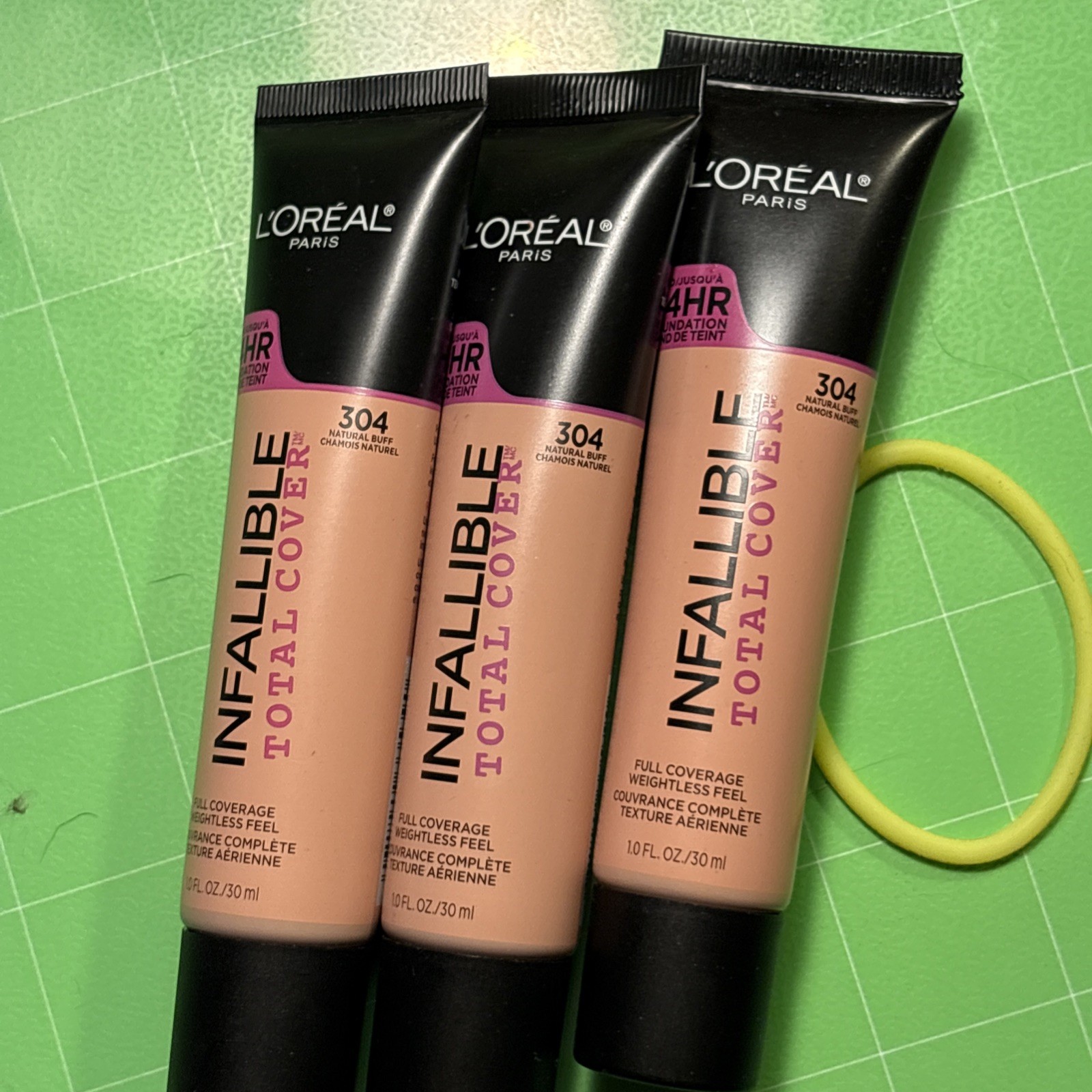 3-Loreal Paris 24 hr INFALLIBLE Total Cover Foundation #304 NATURAL BUFF Sealed