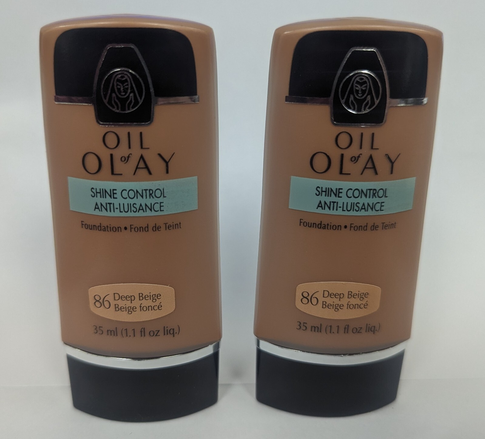 LOT OF 2 – OIL OF OLAY SHINE CONTROL FOUNDATION 86 DEEP BEIGE 1.1FL OZ