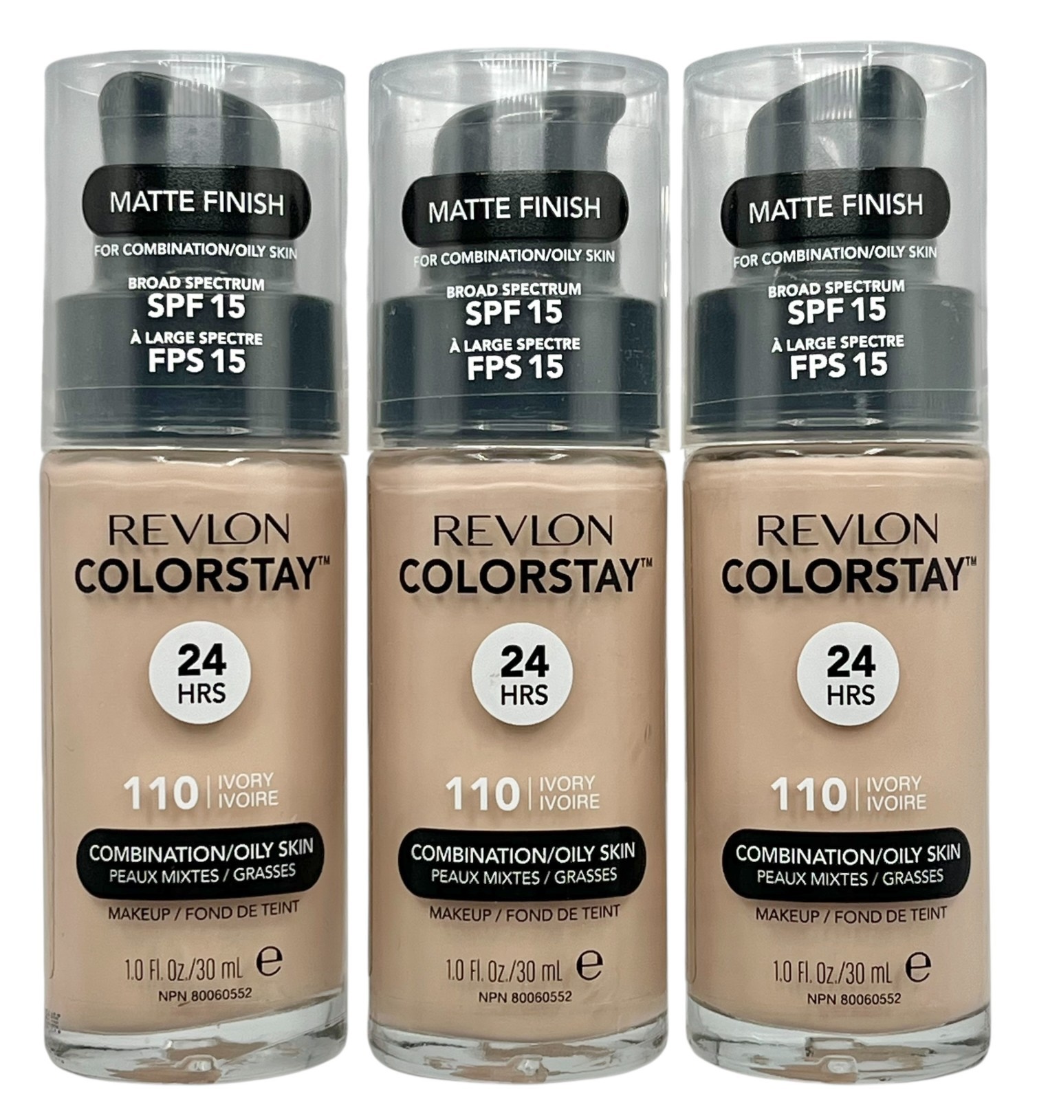 3X Revlon ColorStay 24HRS Foundation Combination / Oily Skin 110 Ivory