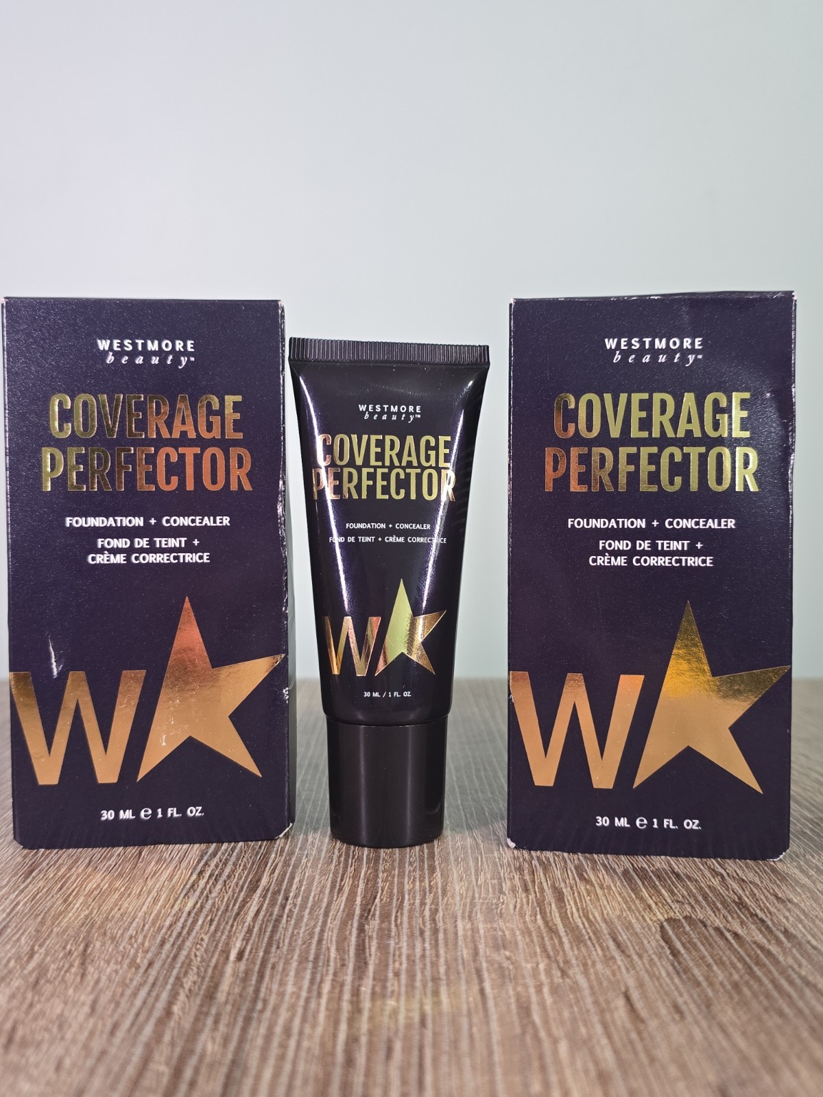 3x Westmore Beauty Face COVERAGE PERFECTOR Foundation + Concealer TAN 1 oz/