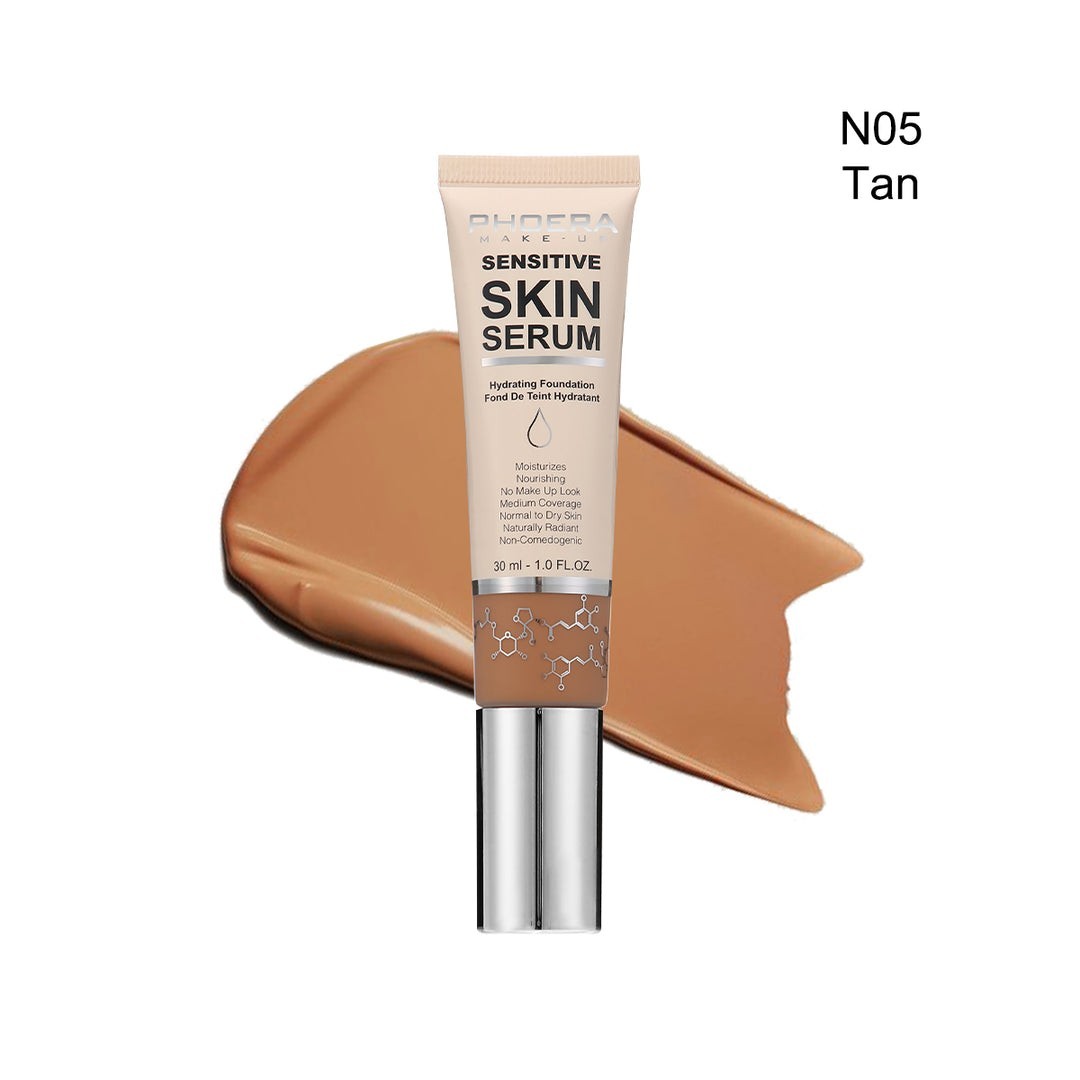 PHOERA Sensitive Skin Serum Moisturizing Foundation -Med Coverage-N05 Tan NEW