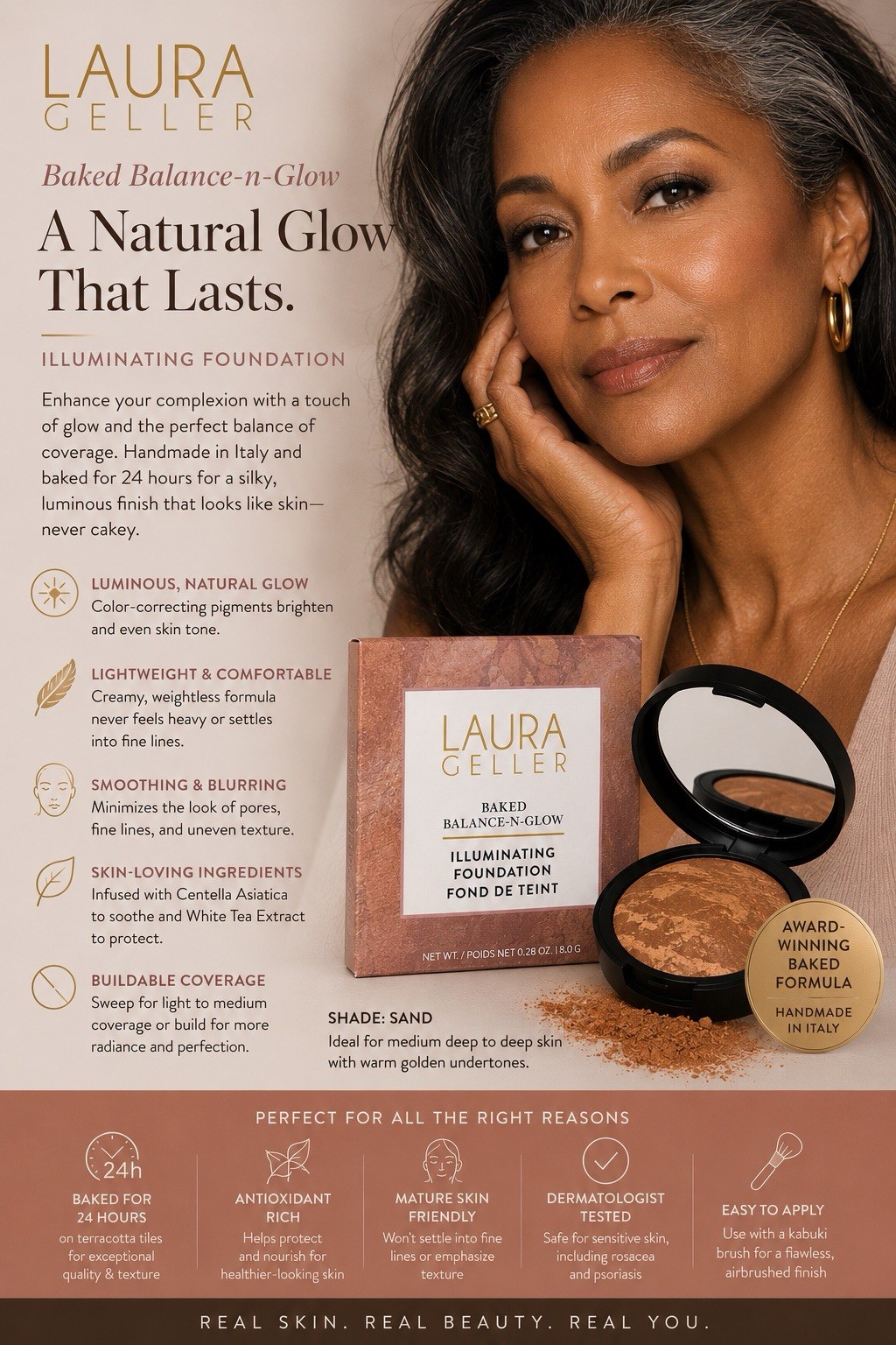 Laura Geller Baked Balance-N-Glow Illuminating Foundation MEDIUM .28oz / 8g