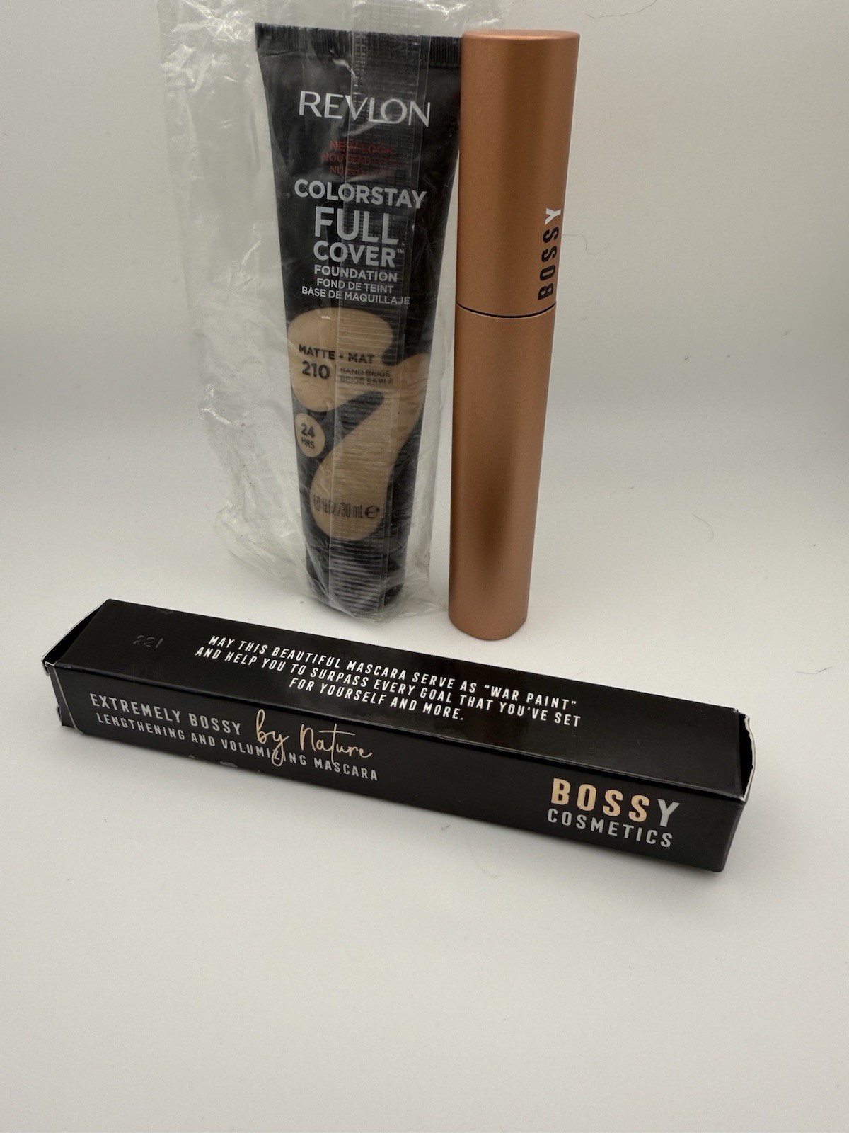 Pack of 2 Bossy black mascara Revlon ColorStay Full Cover Foundation, Sand Beige