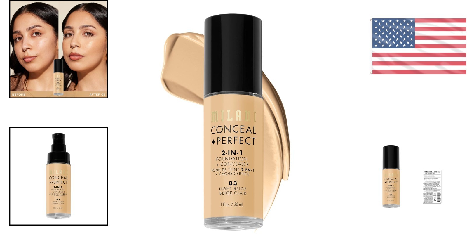 Medium-to-Full Coverage Light Beige Liquid Foundation, Cruelty-Free, 1 Fl. Oz.
