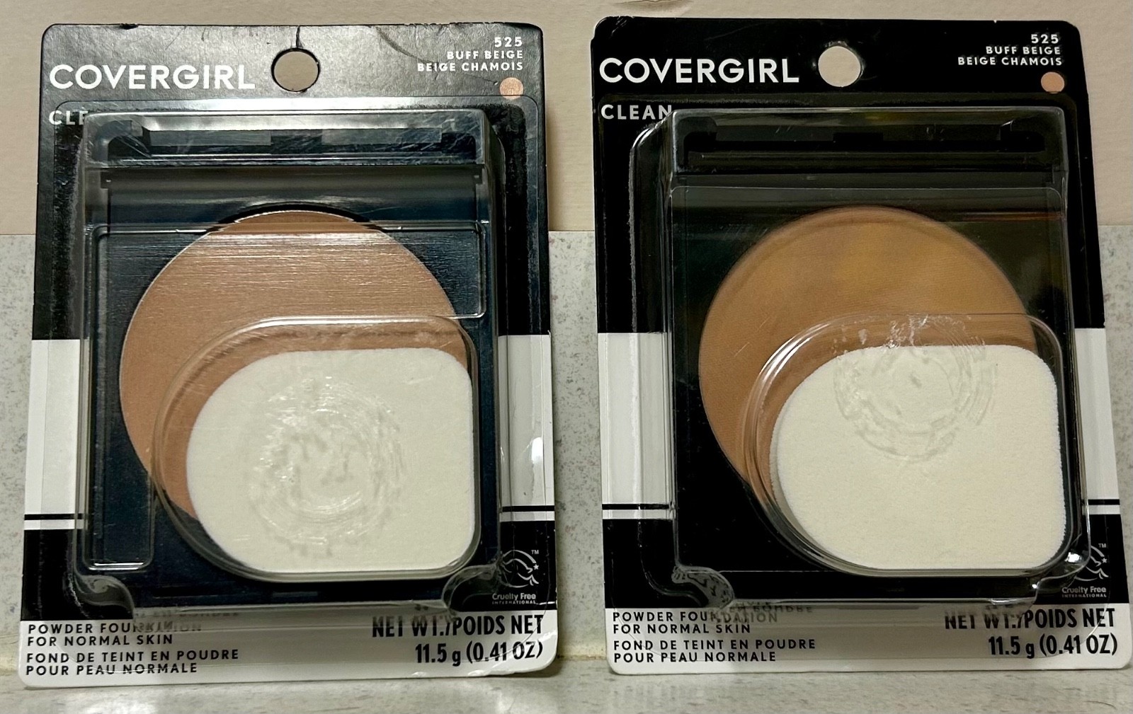 2 Covergirl Clean Powder Foundation For Normal Skin #525 Buff Beige .41 Oz.