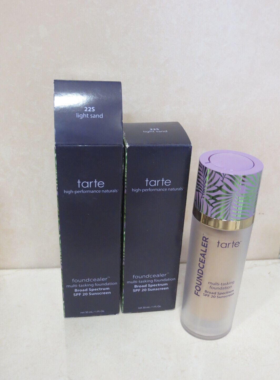 2 Tarte Foundcealer Multi-Tasking Foundation Spf20 22s Light Sand 1oz Boxed