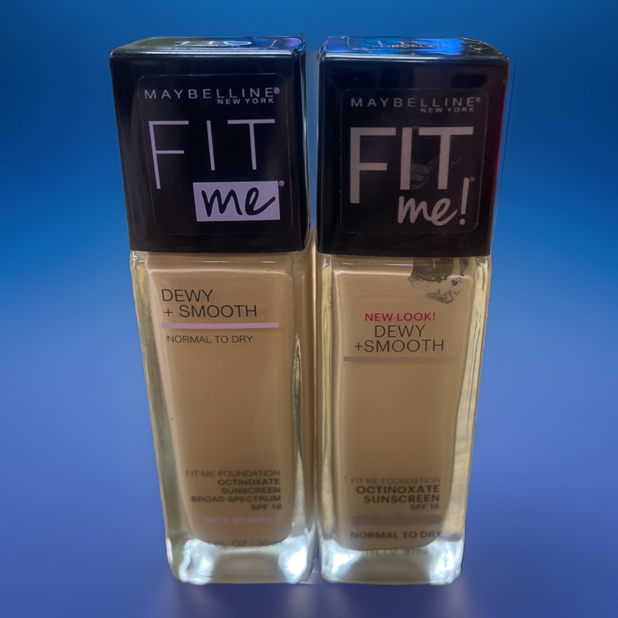 Maybelline Fit Me! Dewy+Smooth Foundation 110 Porcelain Lot Of 2 Bottles