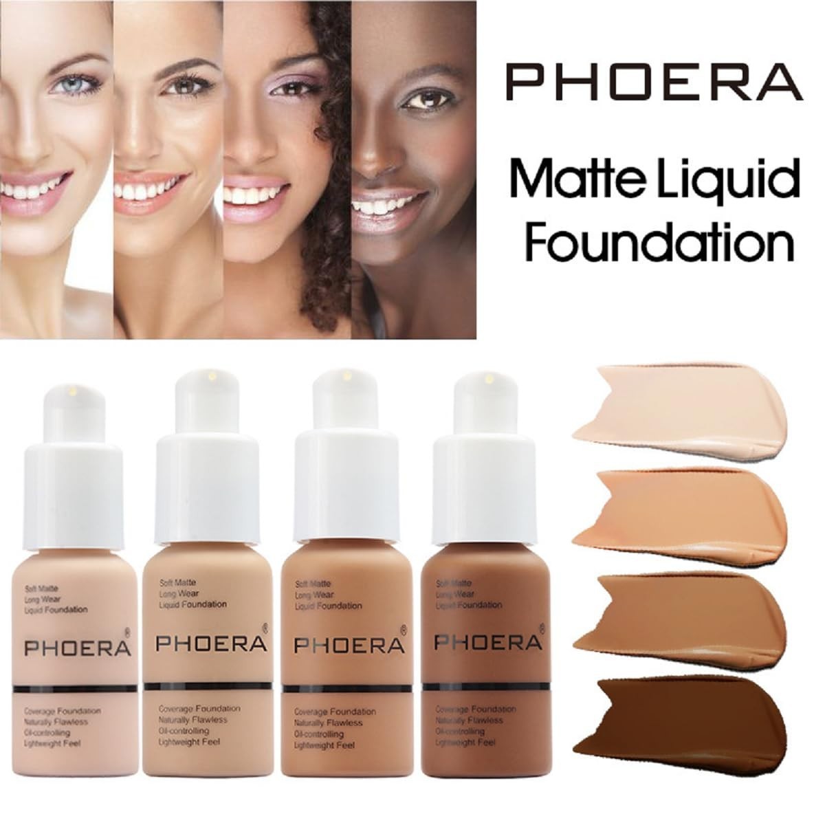 2Pack PHOERA Foundation,Full Coverage Foundation, Concealer Foundation Full C…