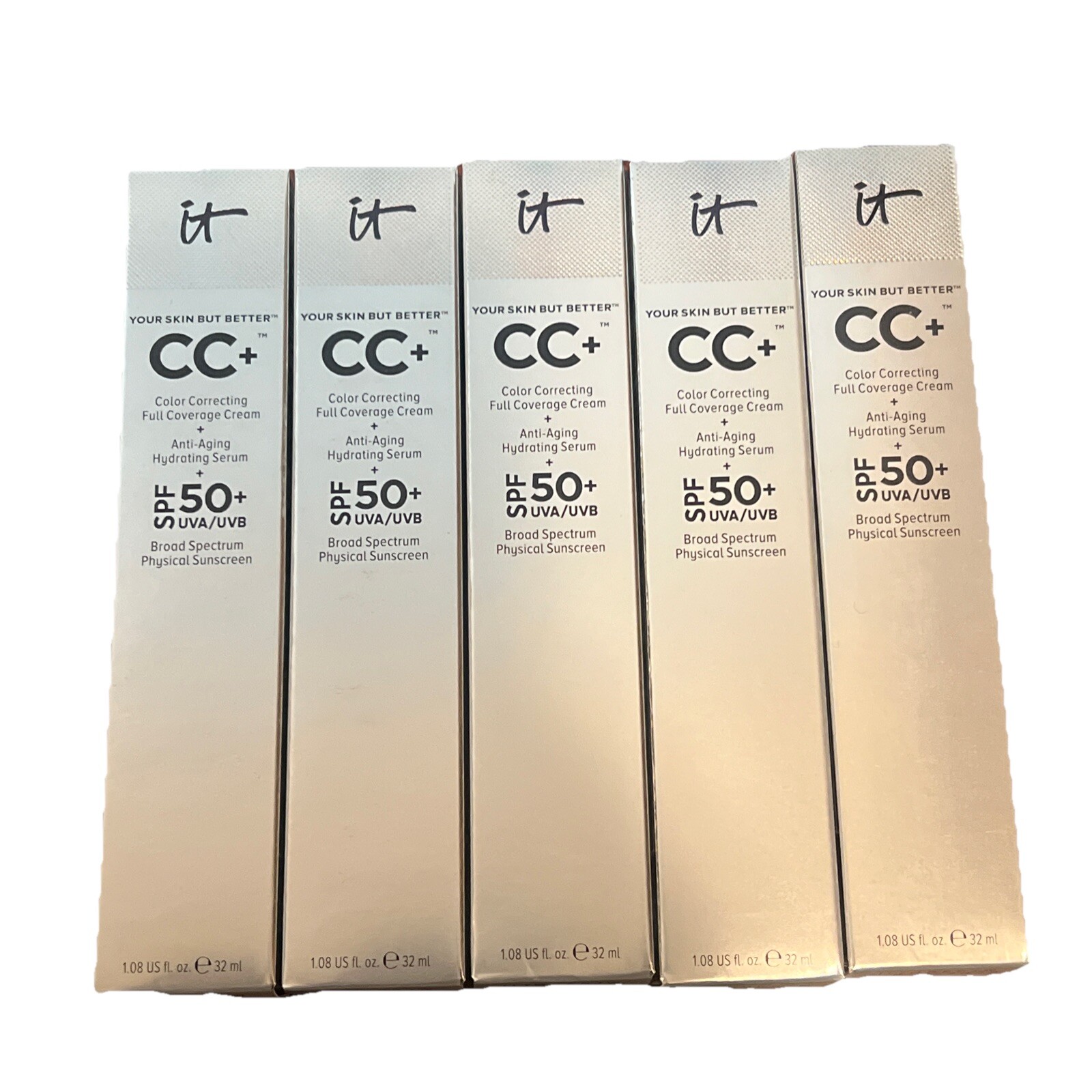 LOT OF 5 IT Cosmetics Your Skin But Better Spf50 CC+ Cream, Light, 32ml