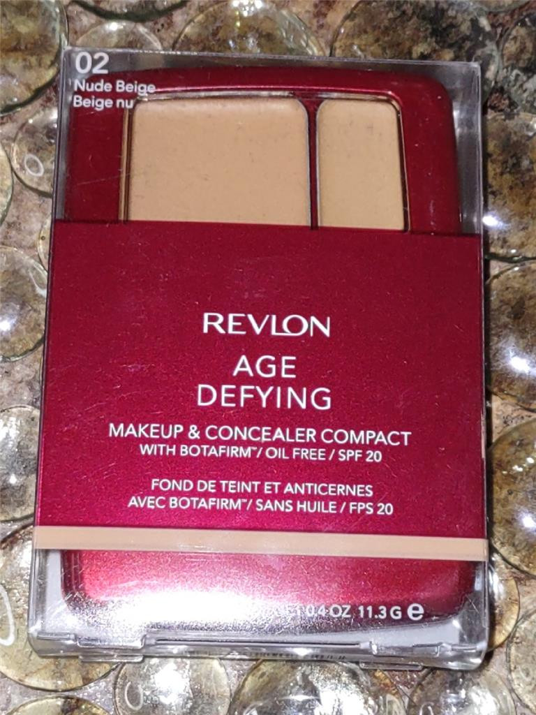 Revlon Age Defying Makeup & Concealer Compact SPF 20 .4 Oz #02 NUDE BEIGE New