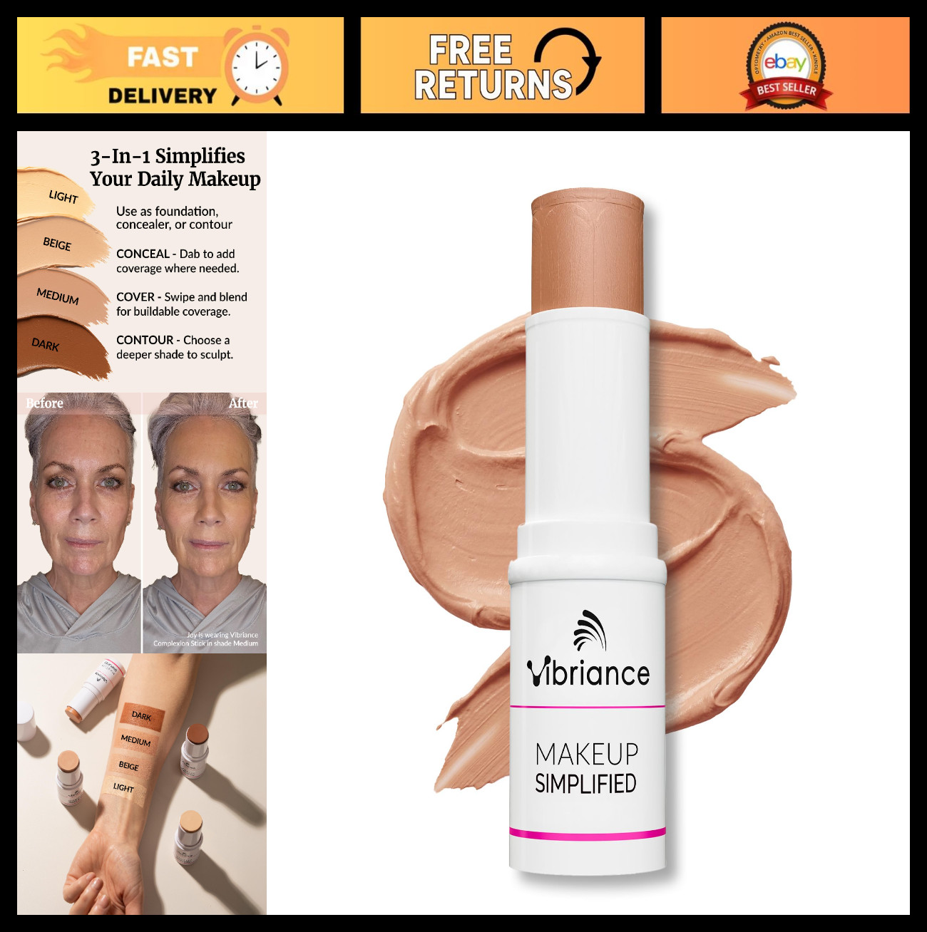 Complexion Sticks Foundation for Mature Skin – Warm Medium, Sheer Buildable Face