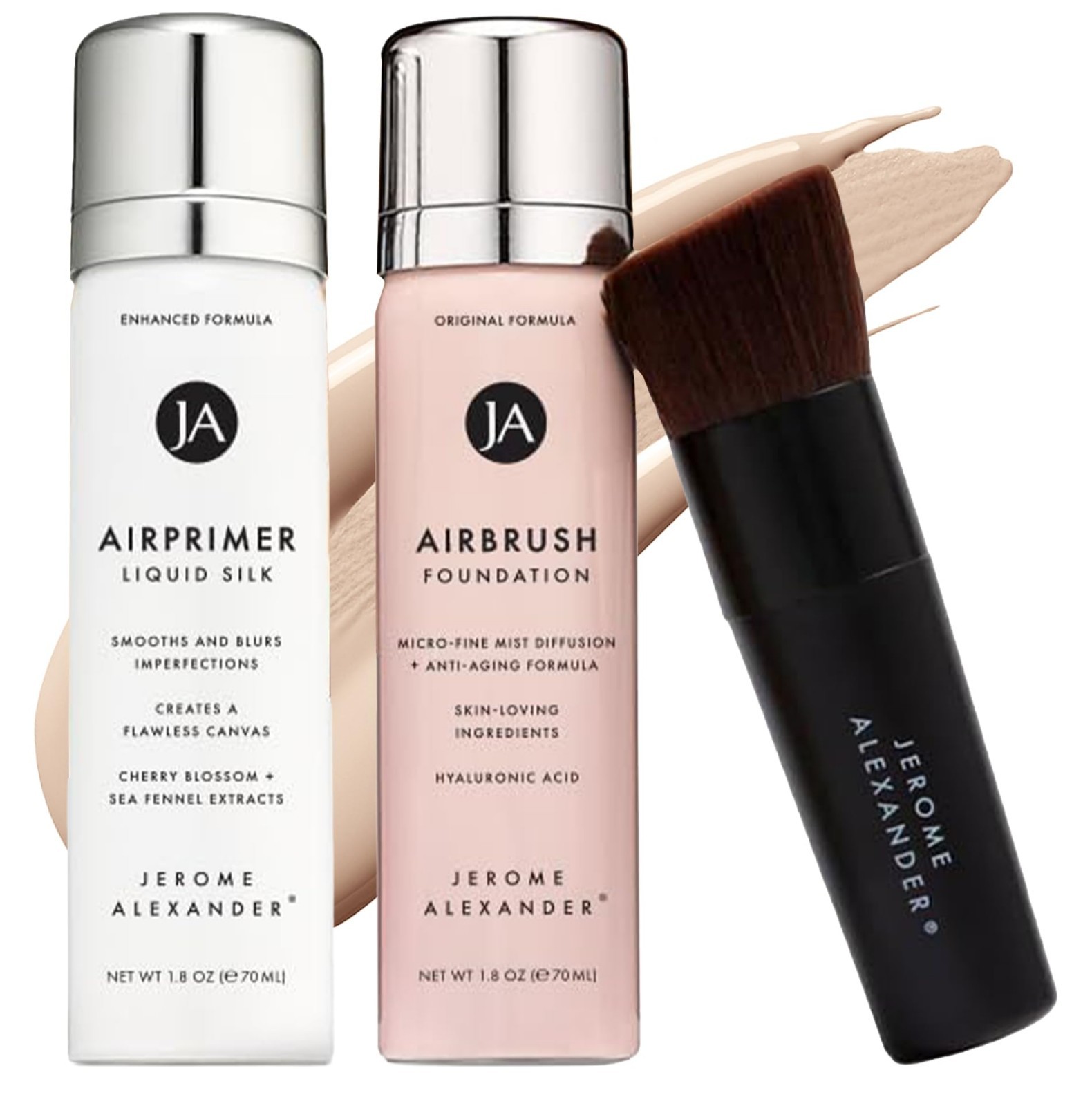 Airbrush Foundation Set – 3pc Makeup Kit with Primer, Foundation & Kabuki Brush