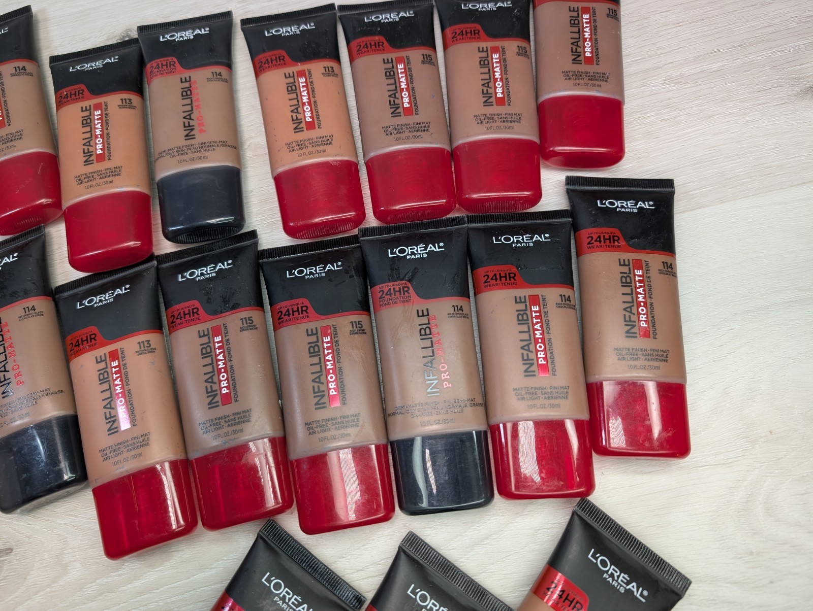 (LARGE LOT – 17) L’Oréal Paris Infallible Pro Matte Foundation 1.0 FL.OZ. Tubes
